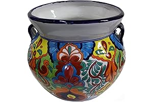 Indoors Outdoors Medium-Sized Rainbow Talavera Ceramic Planters