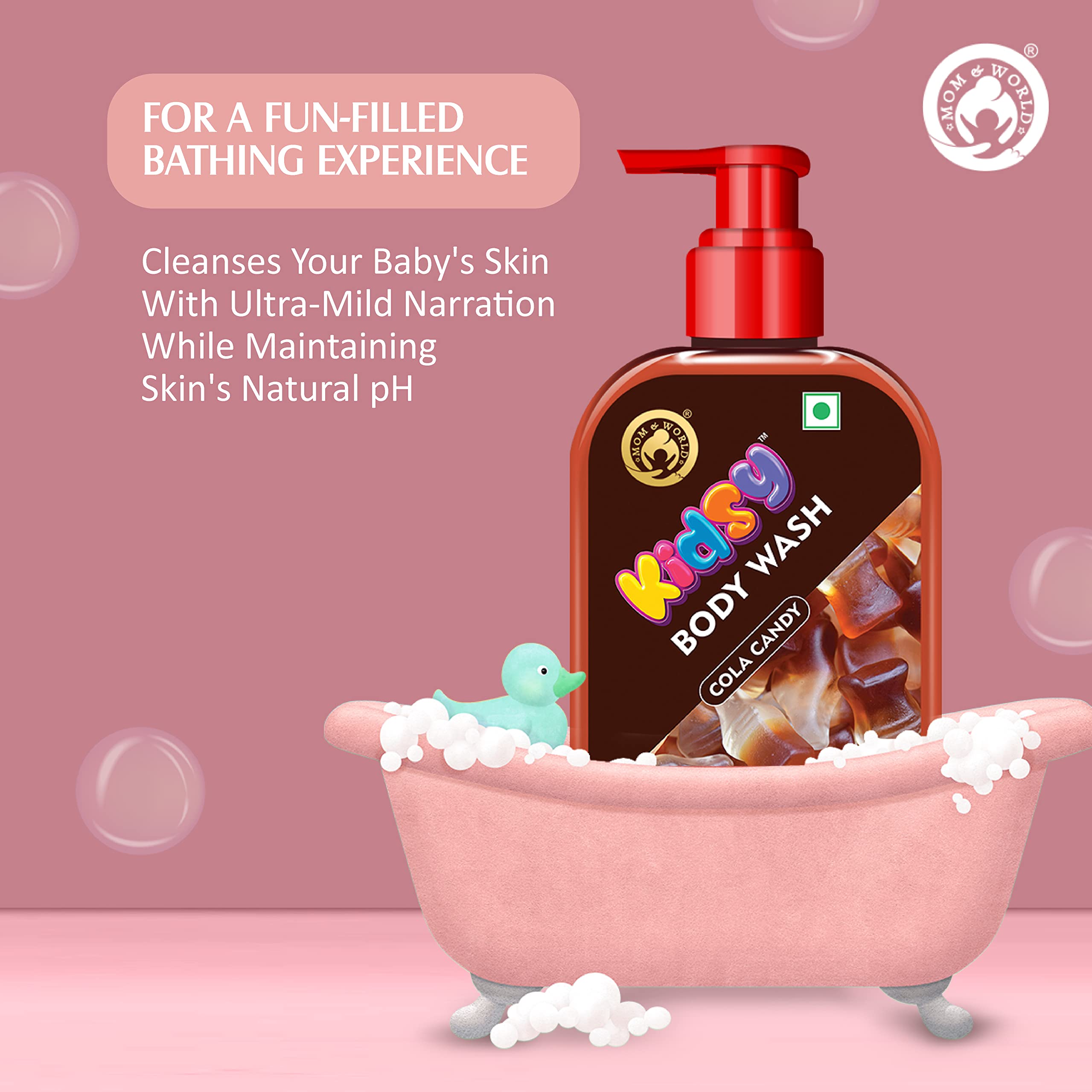 Mom & World Kidsy Cola Candy Body Wash No Tears, No SLS For KIDS, Dermatologically Tested, pH Balanced, 240 ml 3