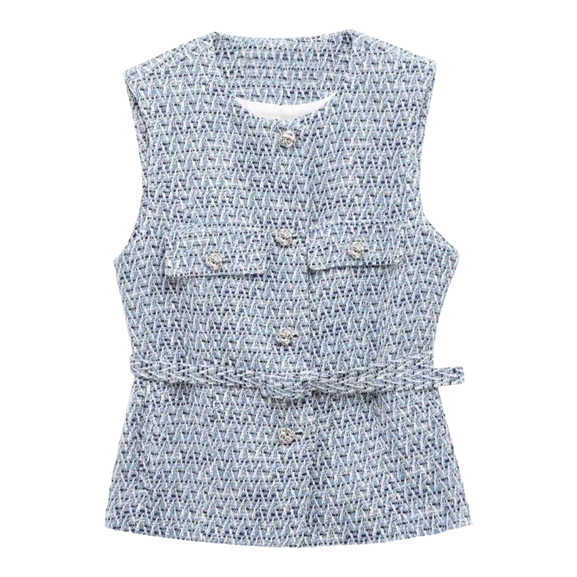 Aesthetic Tweed Vest Tops Tank Top Waistcoat Fall Fashion 2025 Old Money Clothes Women Sleeveless Sweater