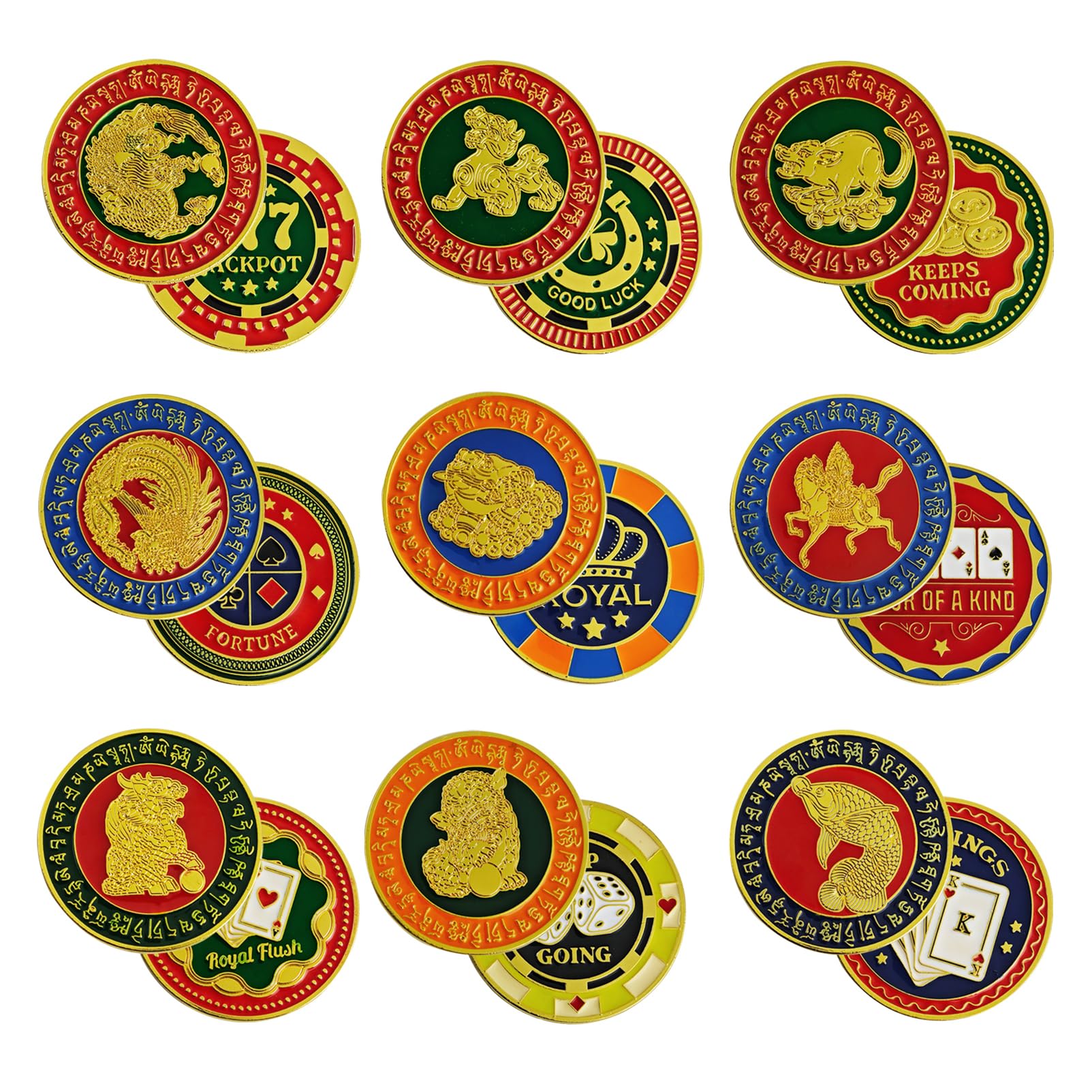 Juanxian Feng Shui Sure Win Winning Streak Coins Wealth Prosperity Winning Hand Wealth Home Decorating Harmony Balance Peace Chinese JW5656 Set Of 9