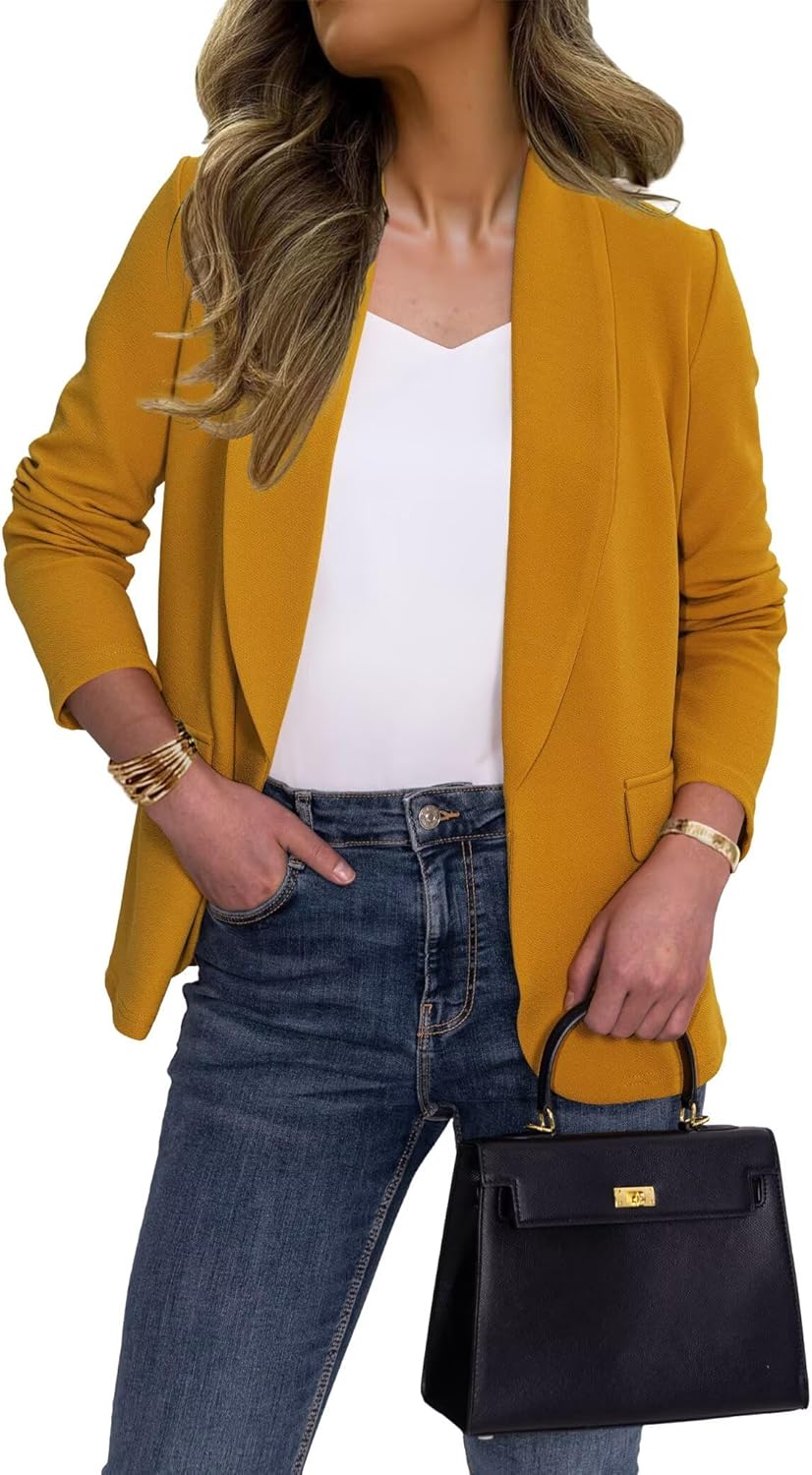 Ahlaray Women's Blazer Business Casual Lapel Collar Long Sleeve Open Front Work Office Suit Jacket Blazer, S-XL - Image 3