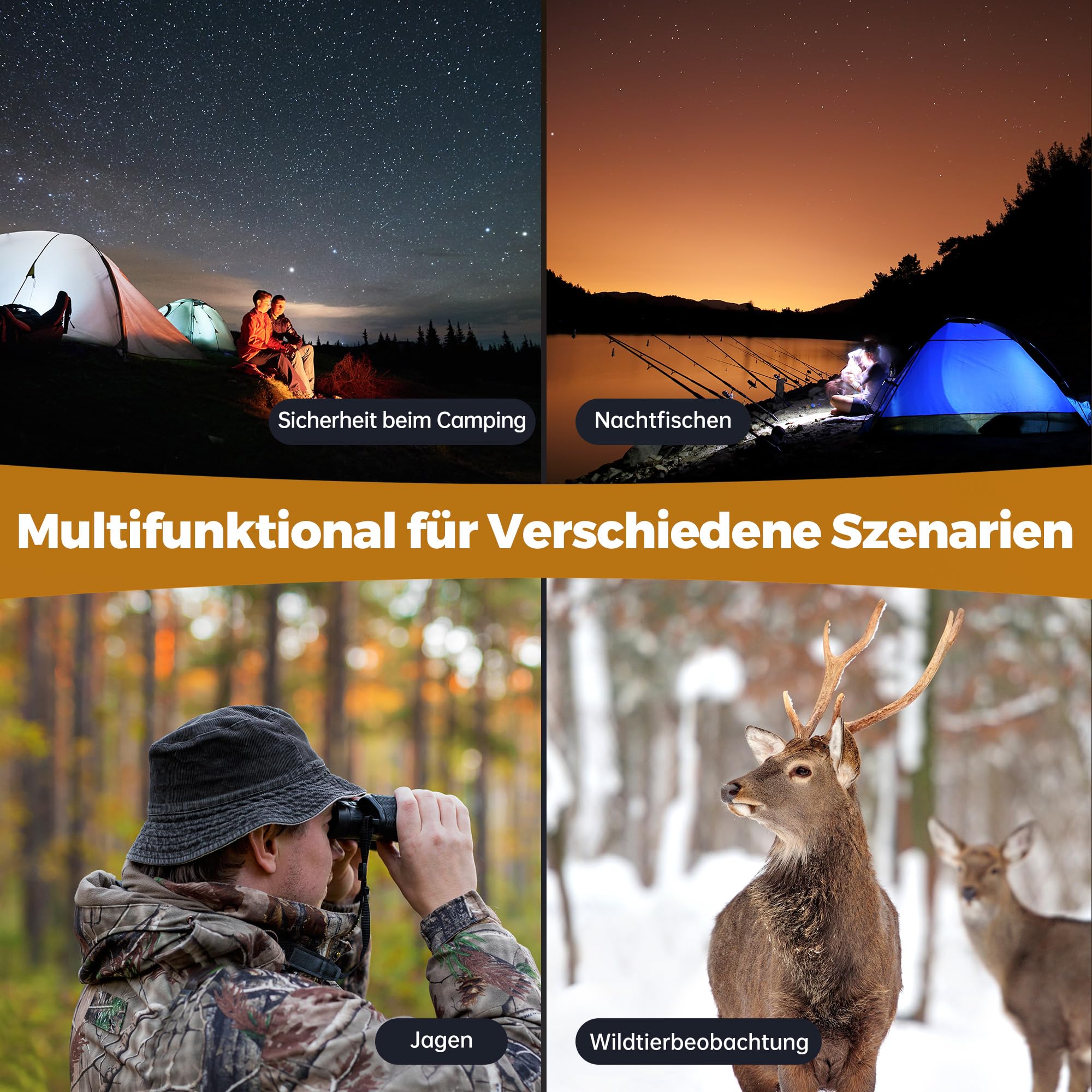 TKWSER Nachtsichtgerät, 4K 5000mAh Wiederaufladbares 3" Nachtsichtgeräte, 600M 8X Digitaler Zoom Infrarot Nachtsicht Fernglas, IP65 Nachtsichtgerät für Jagd Camping Beobachtung w/ 32GB TF Karte