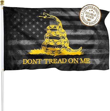 XIFAN Premium Double Sided Dont Tread On Me Gadsden Black American Flag - Heavy Duty 3ply Polyester Durable Vibrant Print Double Stitched - 3x5 FT Tea Party Rattlesnake Indoor Outdoor Banner