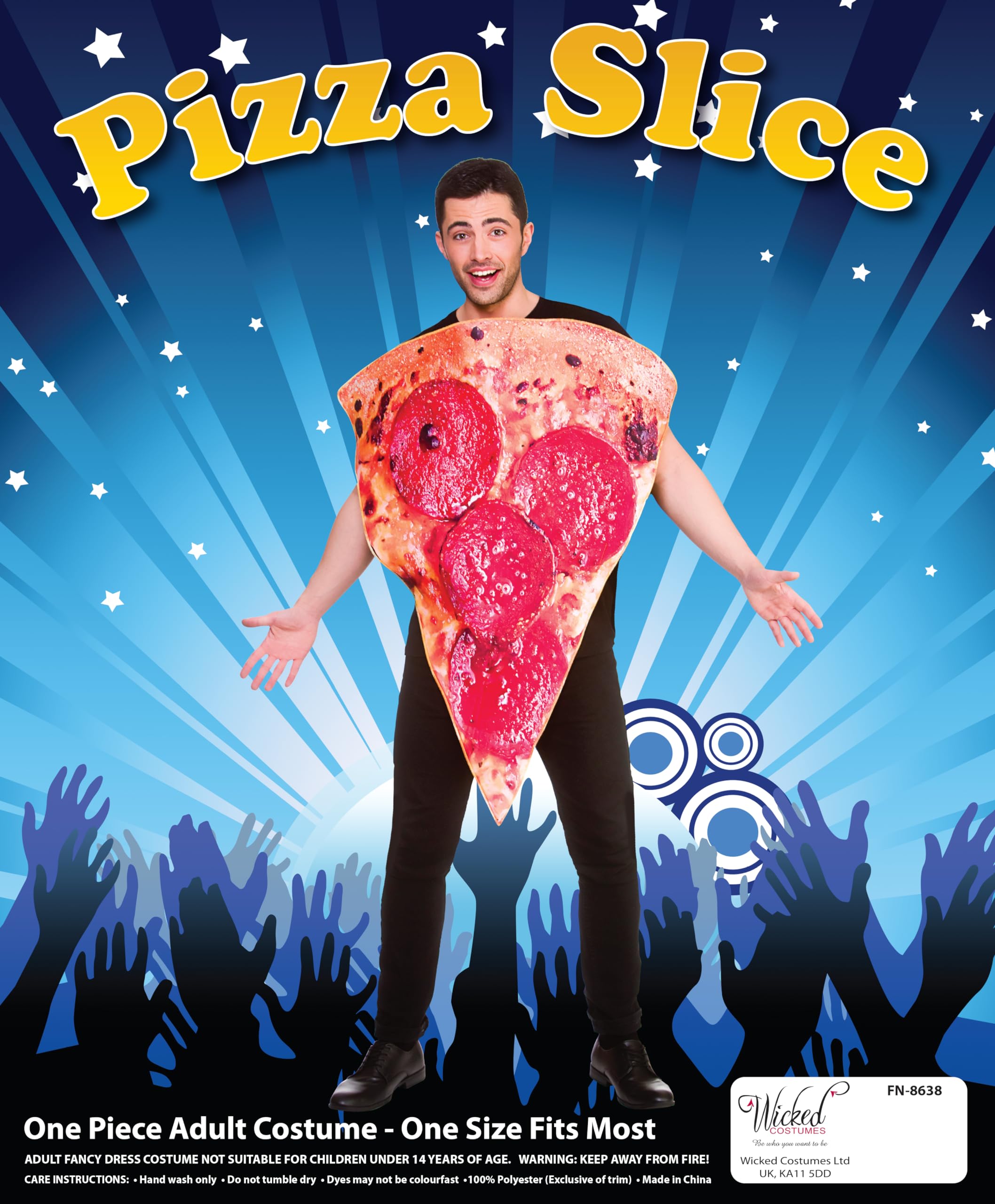 Wicked Costumes Adult Funny Pizza Slice Fancy Dress Costume - One Size, Red - Image 3