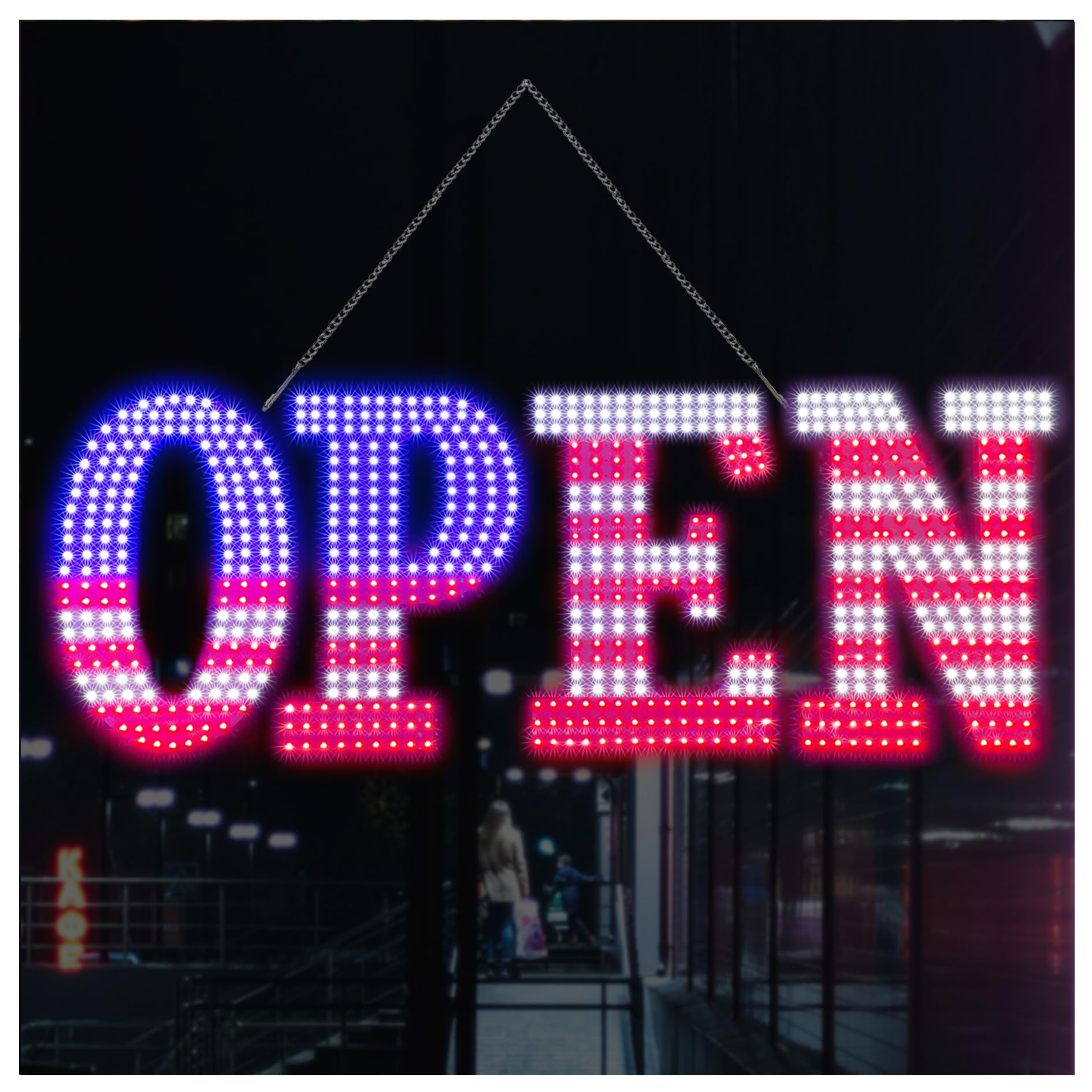 Led Open Signs for Business,28x8 inch Ultra Bright Open Sign Led USA Flag for Window Wall Door Cafe Retail Store Salon Barber Resturant