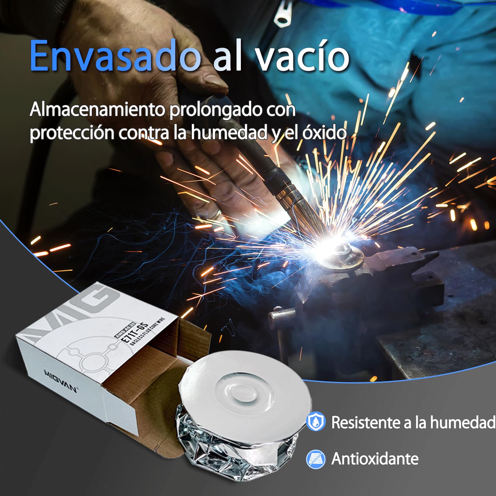 Alambre de Soldadura 0,9mm E71T-GS, Hilo tubular sin gas MIG para acero dulce, Bobina 1kg × 2, Flux Core Welding Wire para soldadoras MIG
