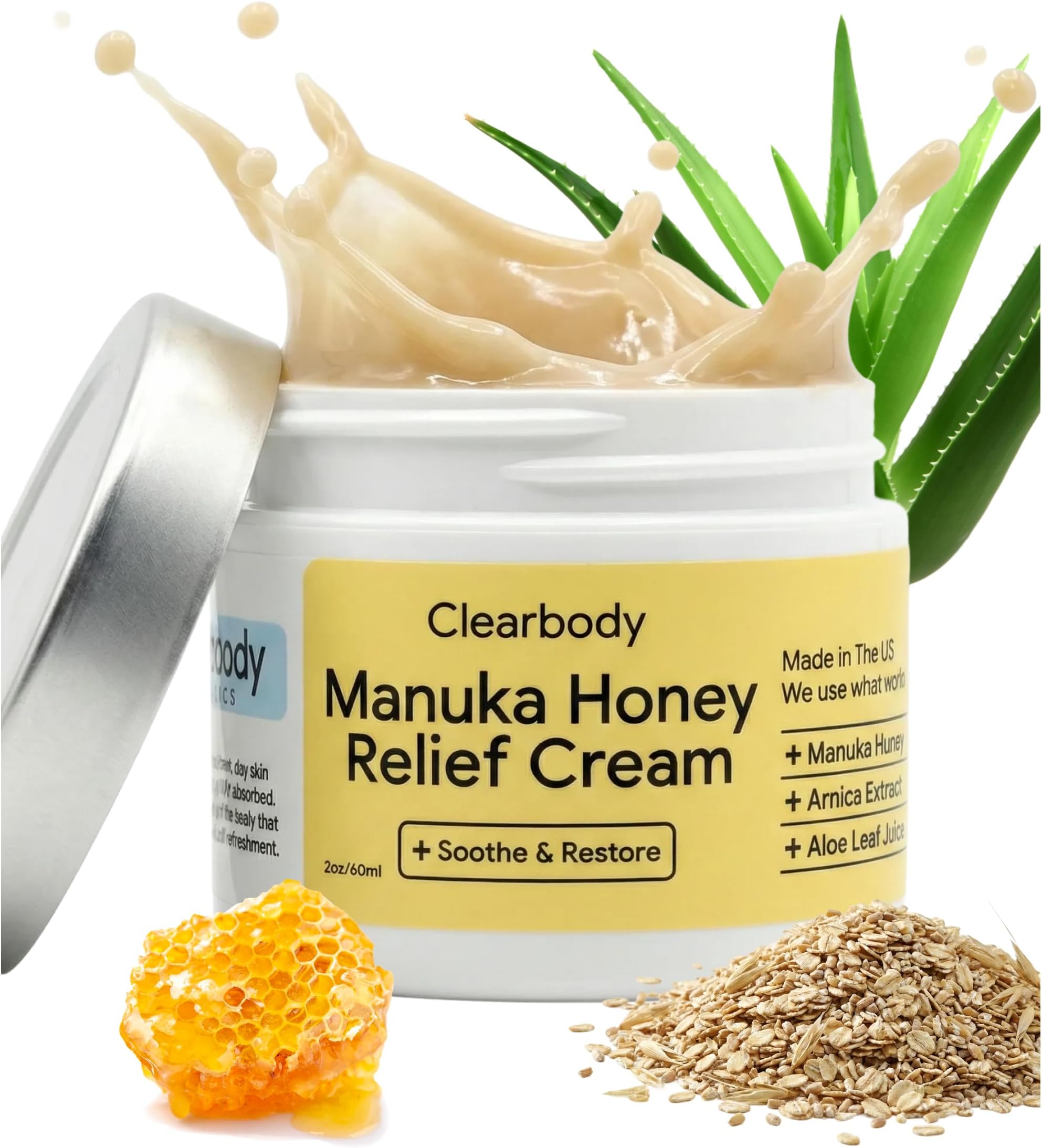 Manuka Honey Cream - 2 Fl Oz - Soothing Eczema Cream - Deep Hydration with Colloidal Oatmeal - Instant Manuka Relief for Dry, Itchy Skin
