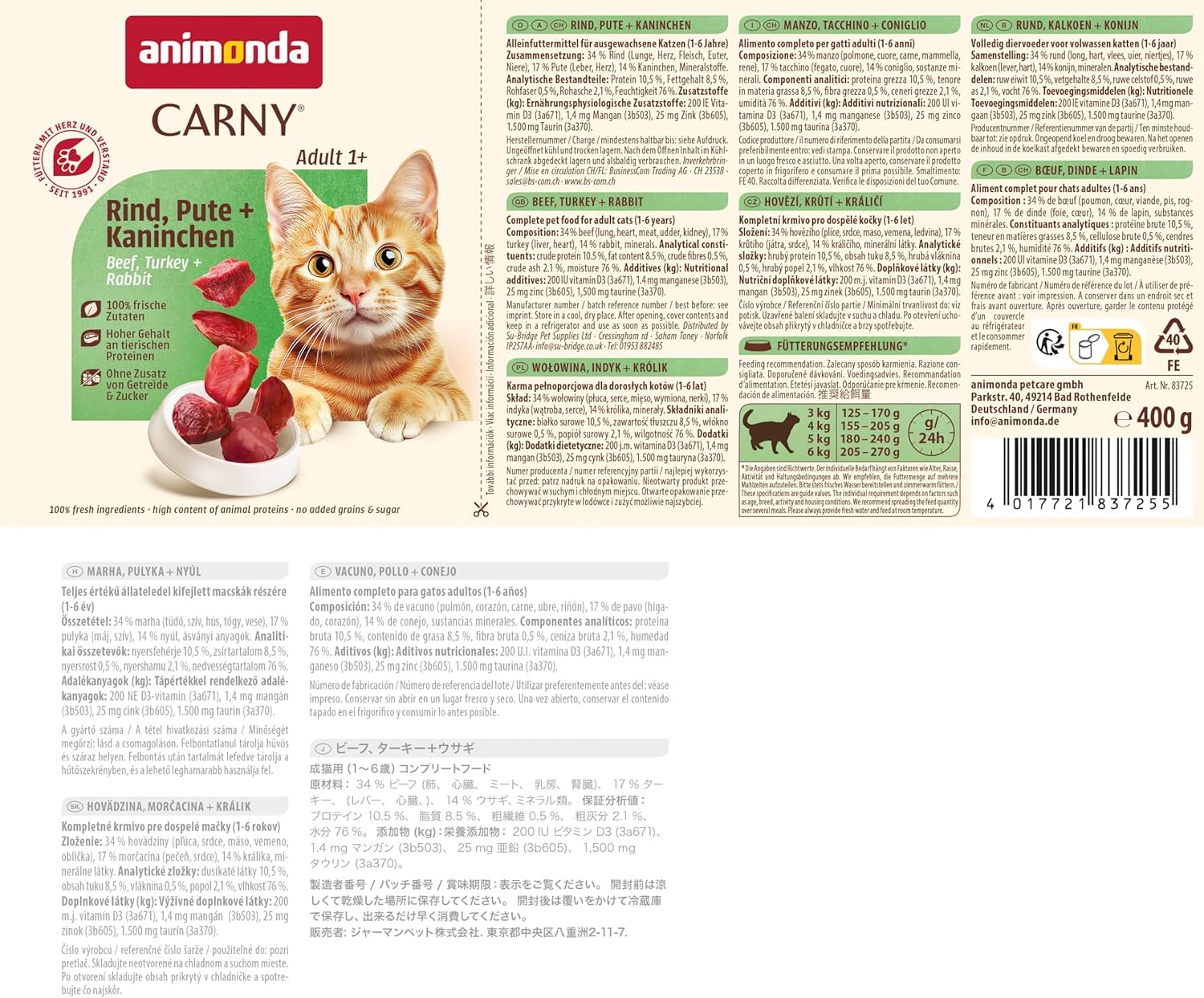 animonda Carny Adult, cibo umido per gatti, Varietà Forte 12 x 400 g