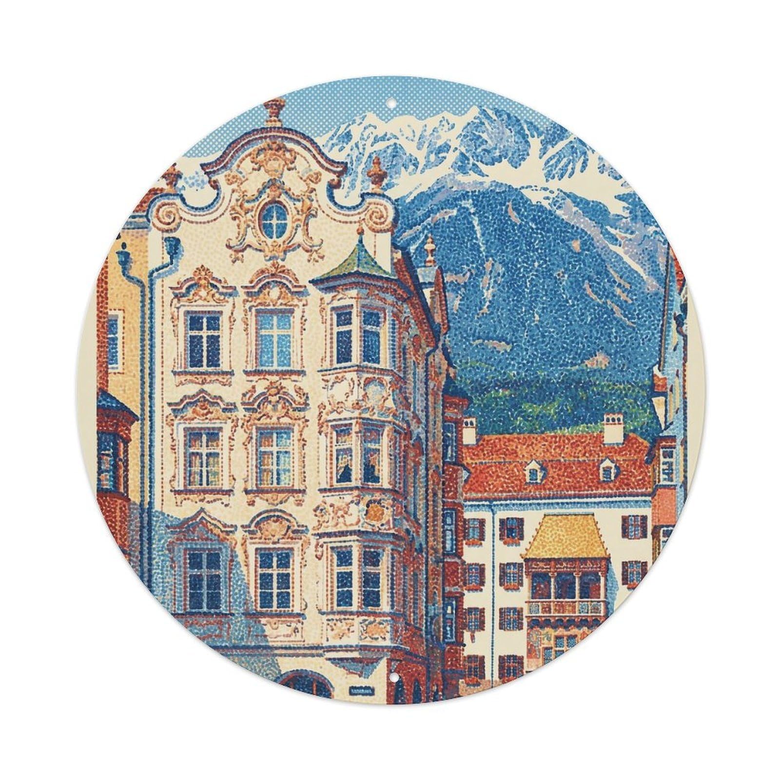 Vintage Travel Innsbruck Austria Dotted Metal Tin Sign