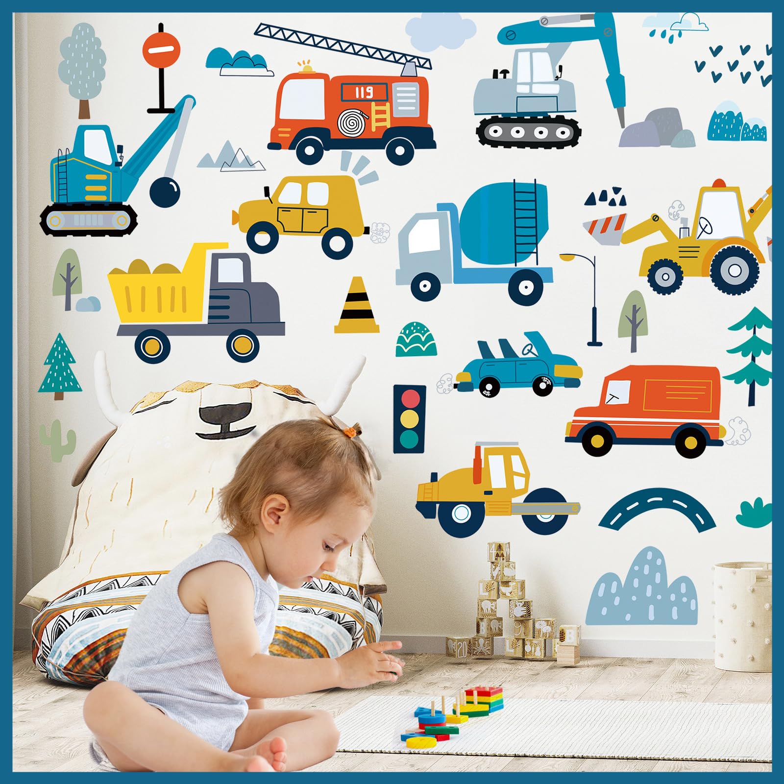 CLKE 90Pcs Car Decals Car Wall Stickers Transportation Cars Wall Decals Trucks Construction Vehicles Stickers - Image 4