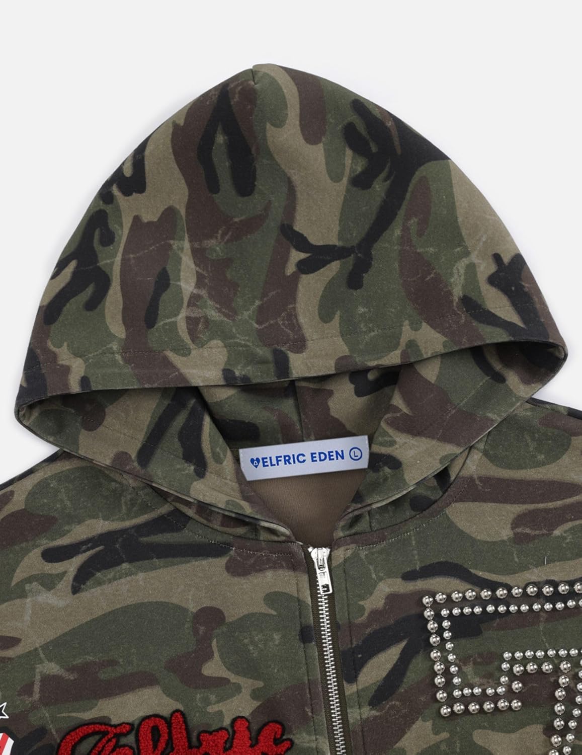 Aelfric Eden Camo Zip Up Hoodie with Studded Y2k Graphic Oversized Hoodies Vintage Streetwear Outfits - Image 8