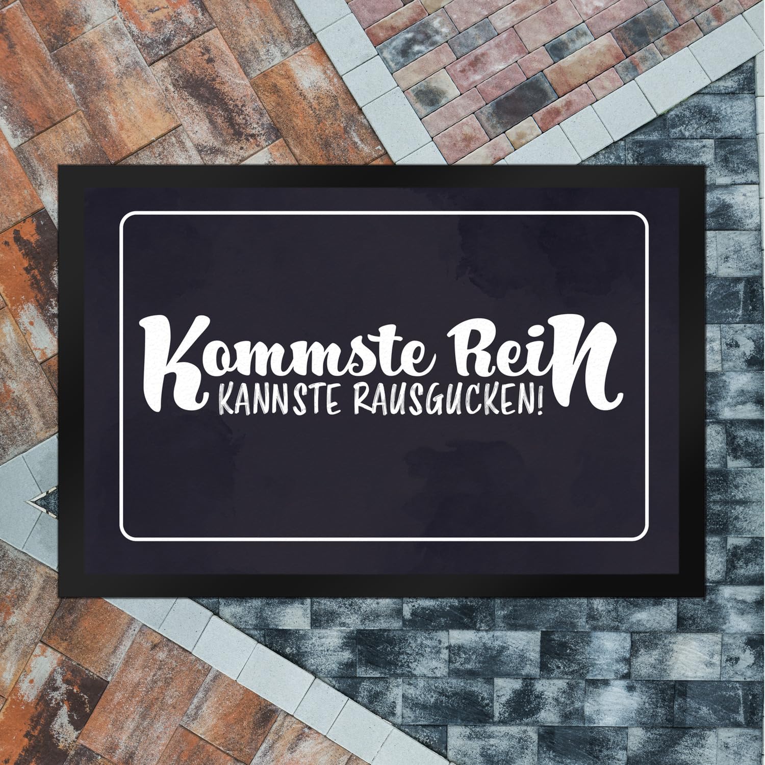 speecheese Fußmatte XXL in 50x75 cm mit lustigem Spruch - Kommste rein Kannste rausgucken als lustiges Geschenk für Freunde und Familie freche Begrüßung vor der Haustüre in schlichtem Design