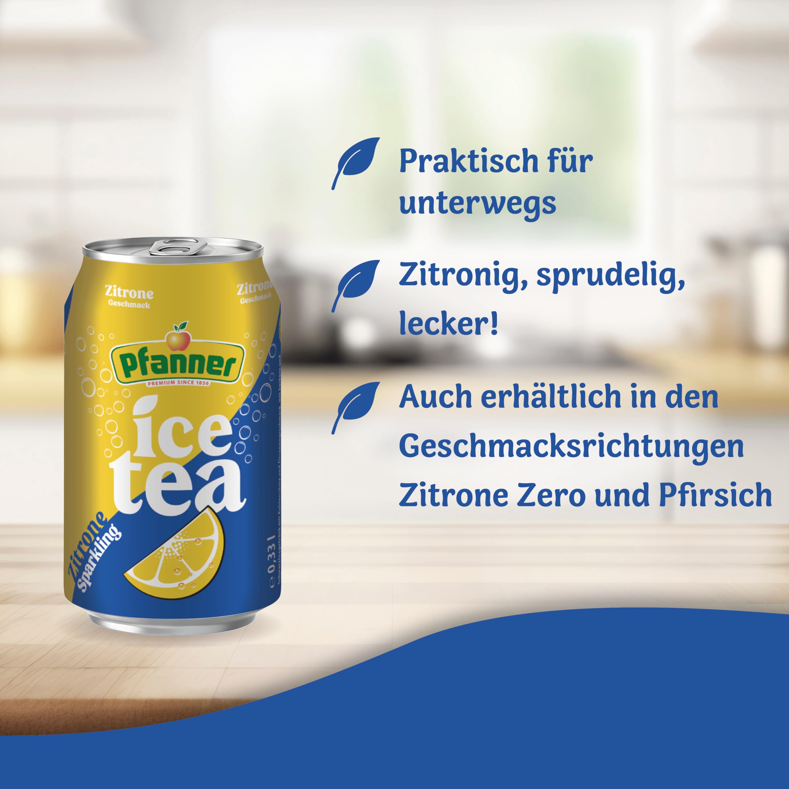 Pfanner Eistee Lemon - Sparkling Dose im Vorratspack – Kohlensäurehaltiger IceTea mit Zitronengeschmack - (24 x 0,33 l)