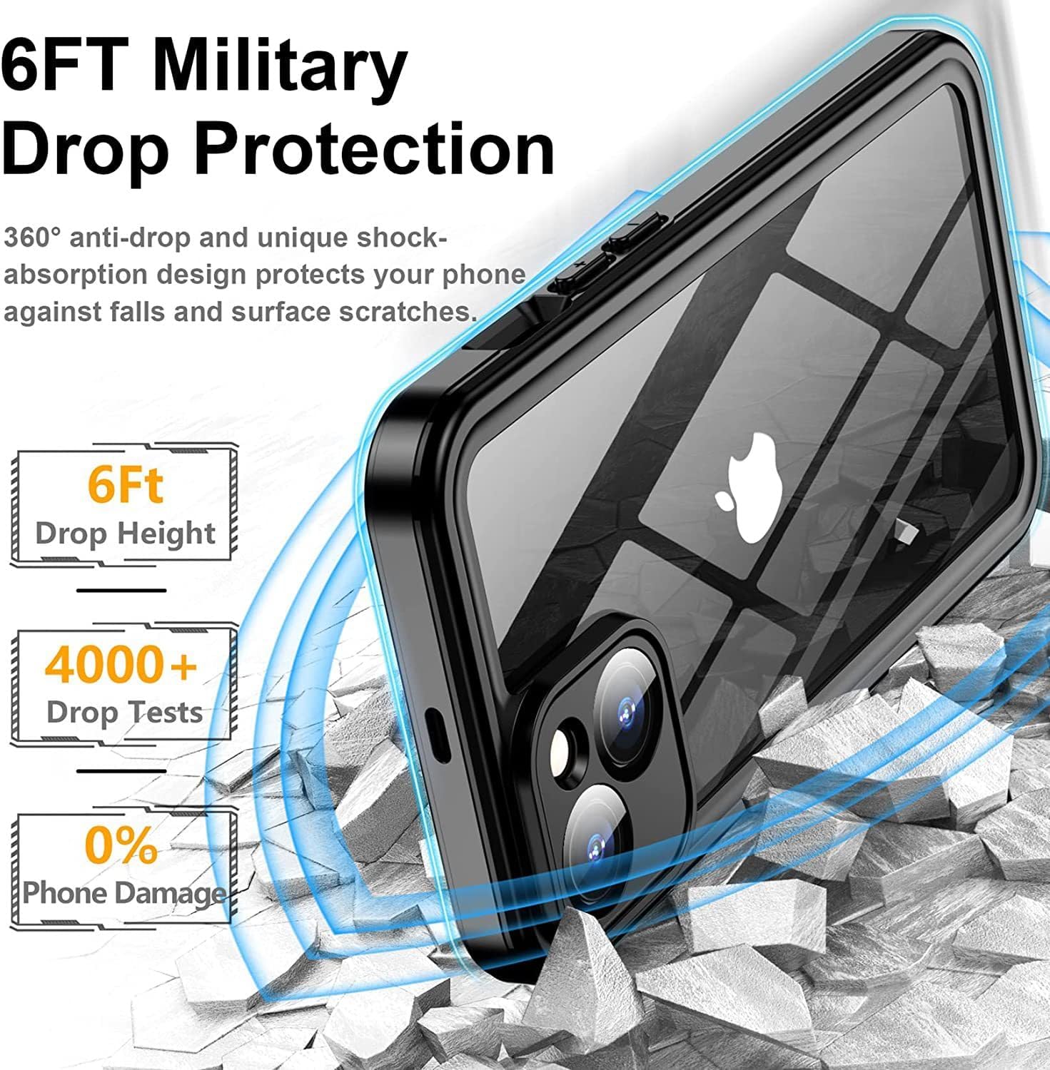 for iPhone 15 Plus Waterproof Case - Built-in Screen Protector [IP68 Underwater] Full Body Shockproof Dropproof Phone Case for iPhone 15 Plus 6.7 inch Black