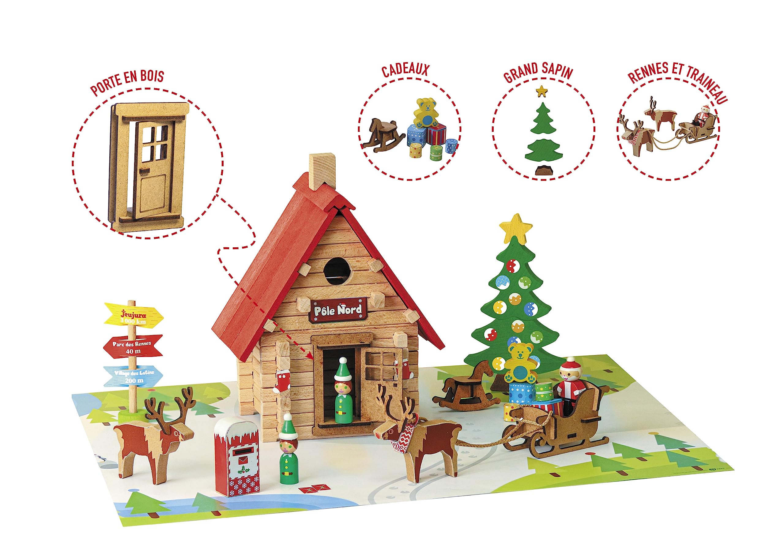 Chalet Da Dipingere 85 Pezzi - JEUJURA - Gioco Di Costruzioni In Legno Naturale Accessori E Vernice Inclusi 26x24x9 Cm