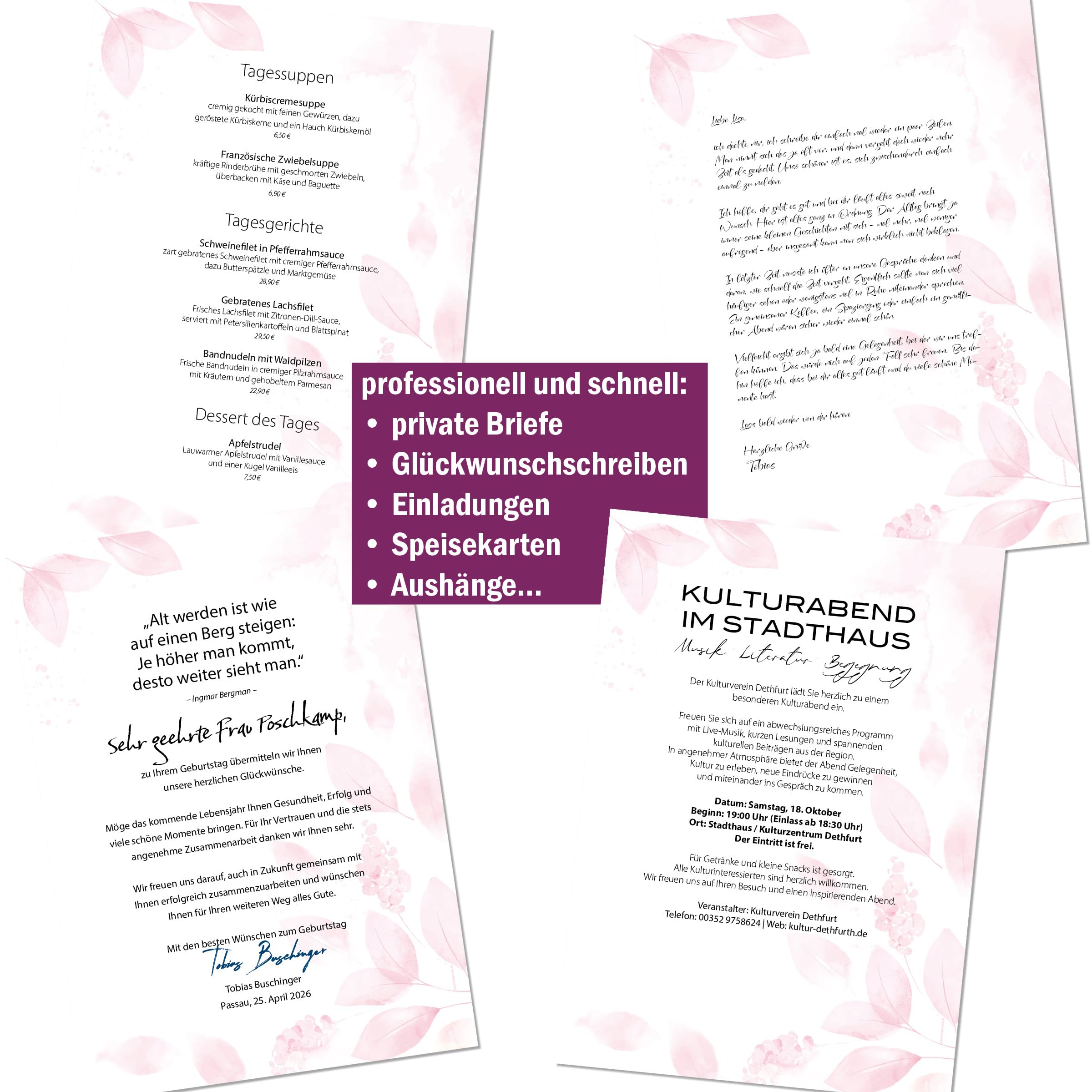 Motivpapier-Set 100 Blatt A4 + 100 Kuverts ohne Fenster