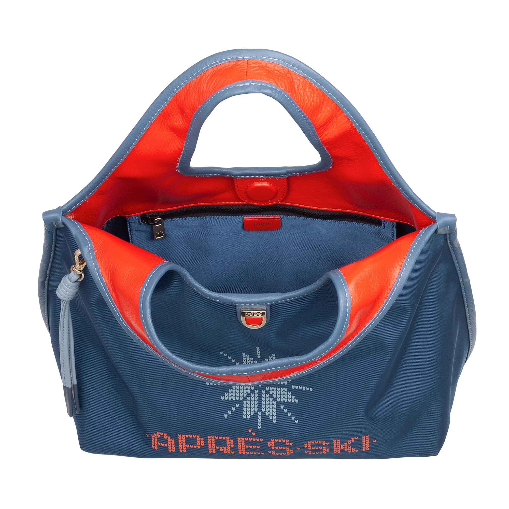 DUDU Borsa Donna a Mano a Tracolla in Nylon e Pelle Après Ski – Shopper Leggera Dimensioni Medie con Tracolla Regolabile e Chiusura Magnetica, Design Sportivo Chic Denim blue