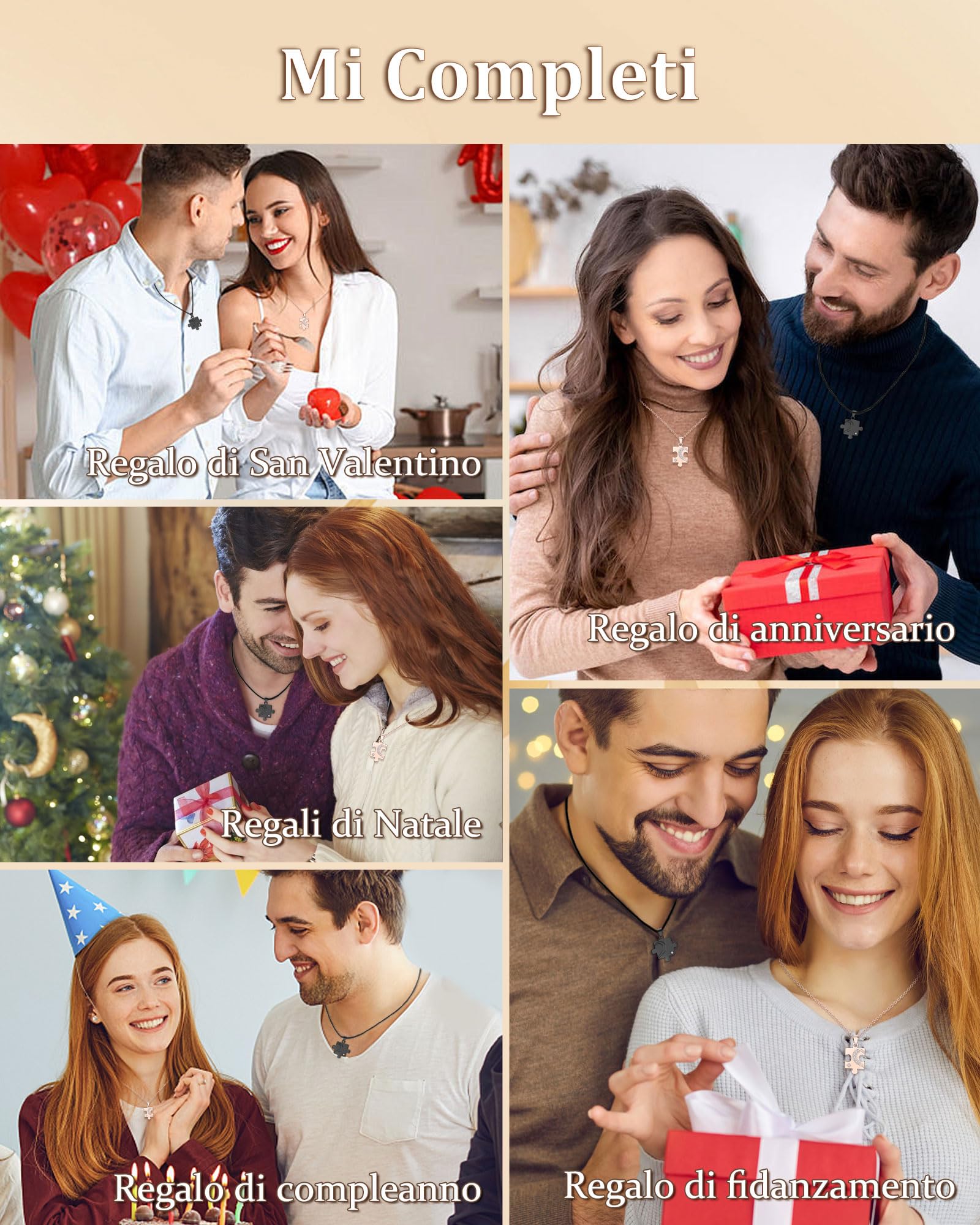 CheersLife Collana Puzzle Anima Gemella, Regalo Romantico per Coppia Lui Lei Fidanzato Fidanzata, 2 Collane di Amore Corrispondenti, Regalo per San Valentino, Anniversario Natale Fidanzamento