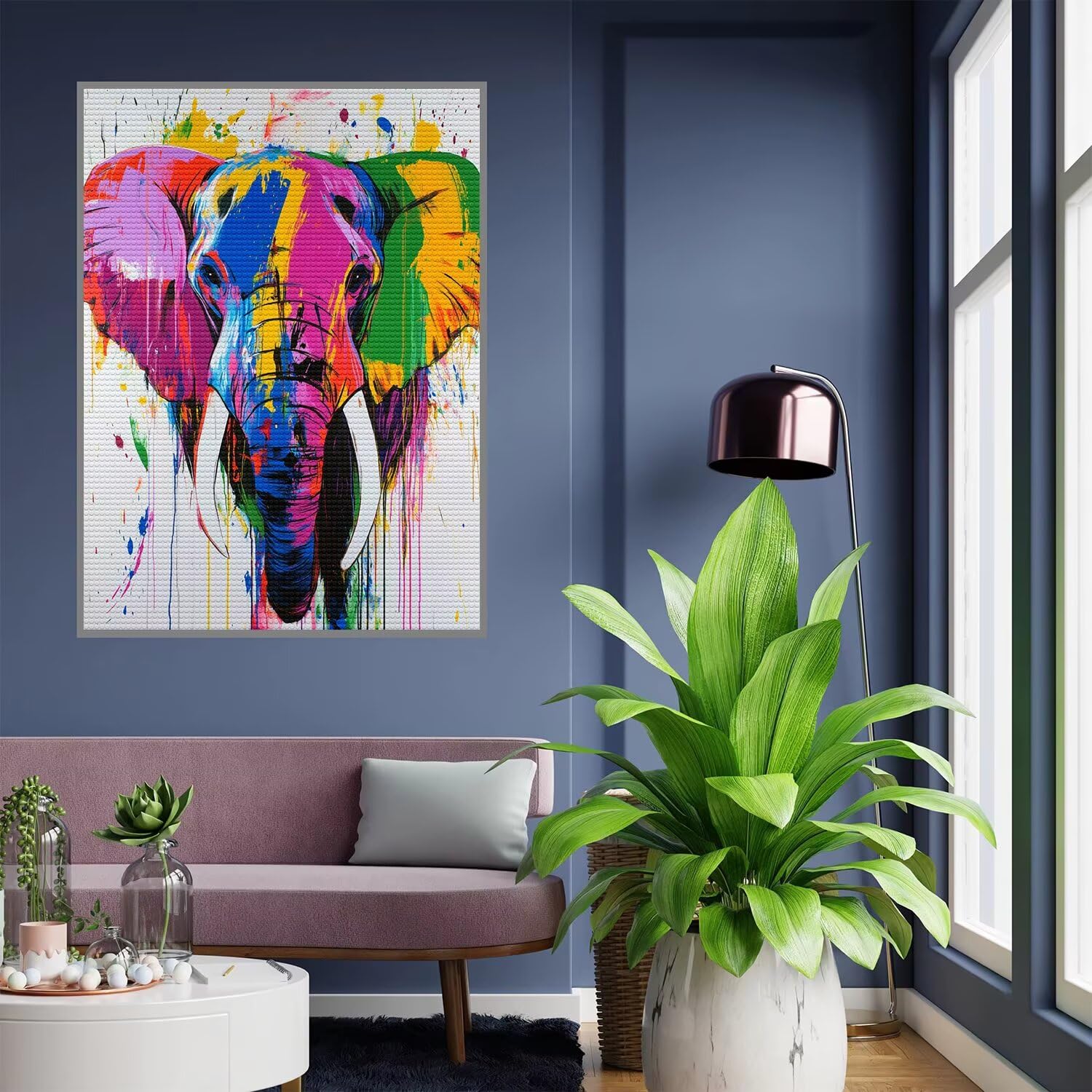Activite manuelle pour murale décor grand format 5D éléphant - 8
