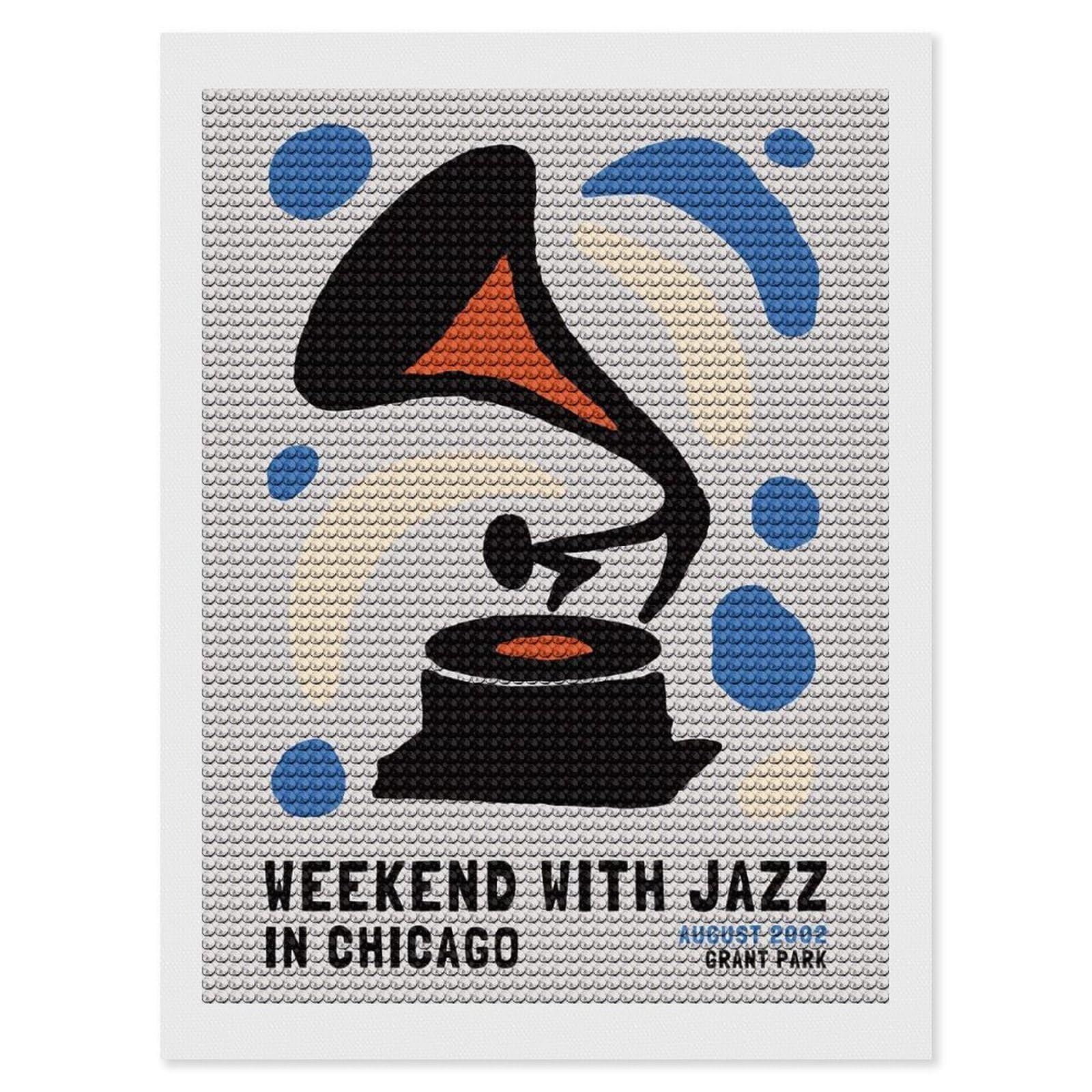 Junmoney Weekend with Jazz in Chicago Diamond Painting Canvas Set 12"x16", Full Kit Included, Calming Craft to Unwind, Farmhouse Decor, Christmas Gift