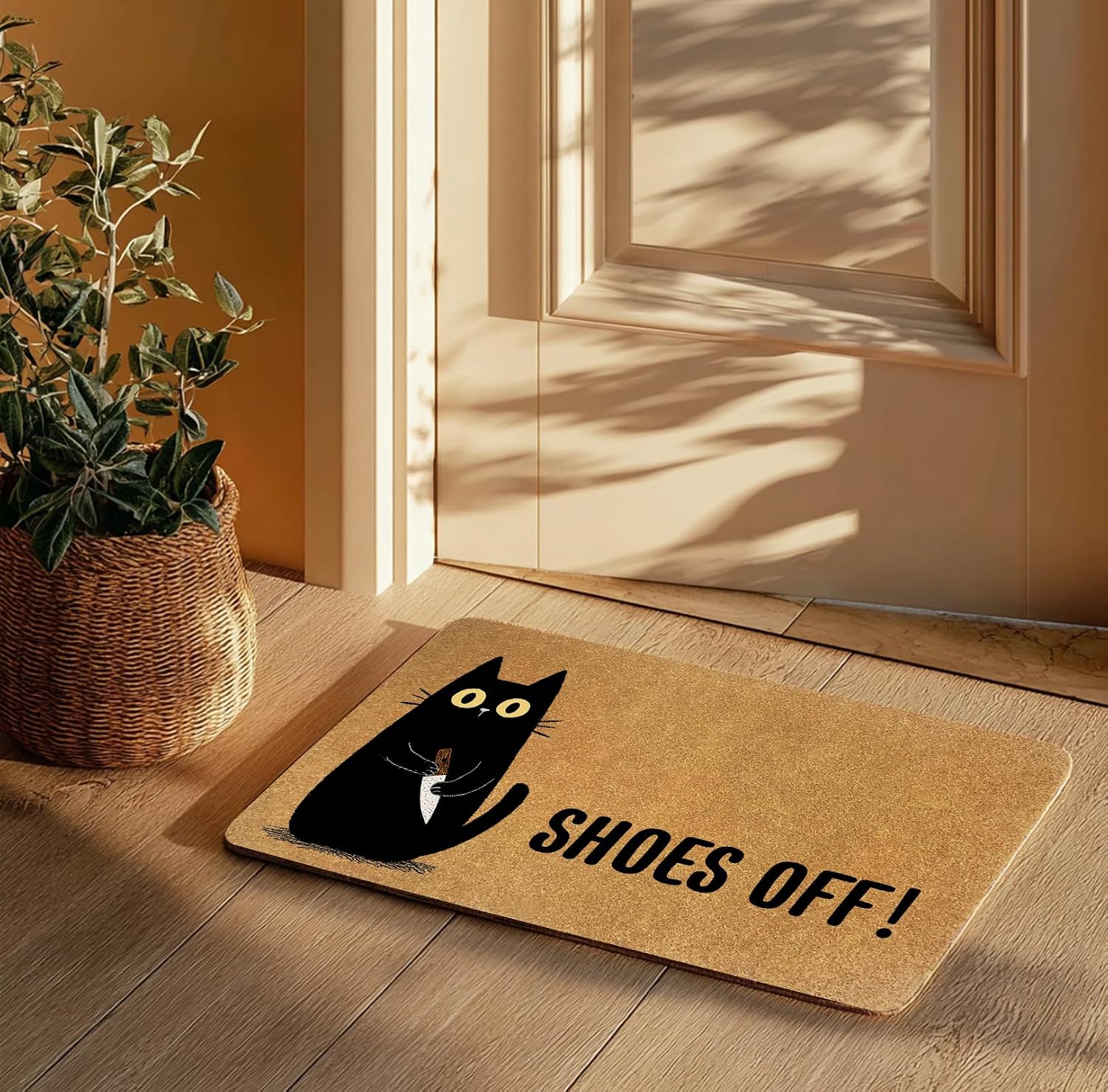 Shoes Off Cat Doormat, 30x17 Inch Funny Non-Slip Front Door Mat image 5