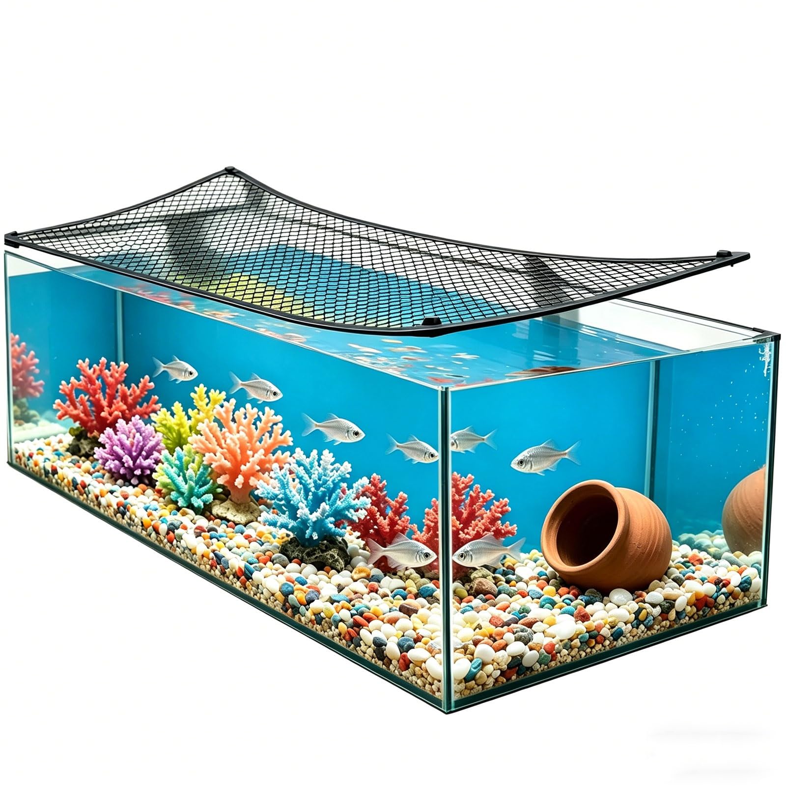 Filet de couverture magnétique pour aquarium 200x60cm en maille durable