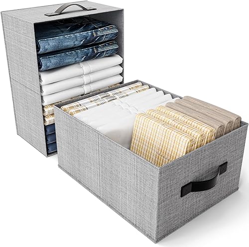 SOLEDI Paquete de 2 organizadores de armario de lino de gran capacidad, organizadores de armario y almacenamiento, caja de almacenamiento de ropa