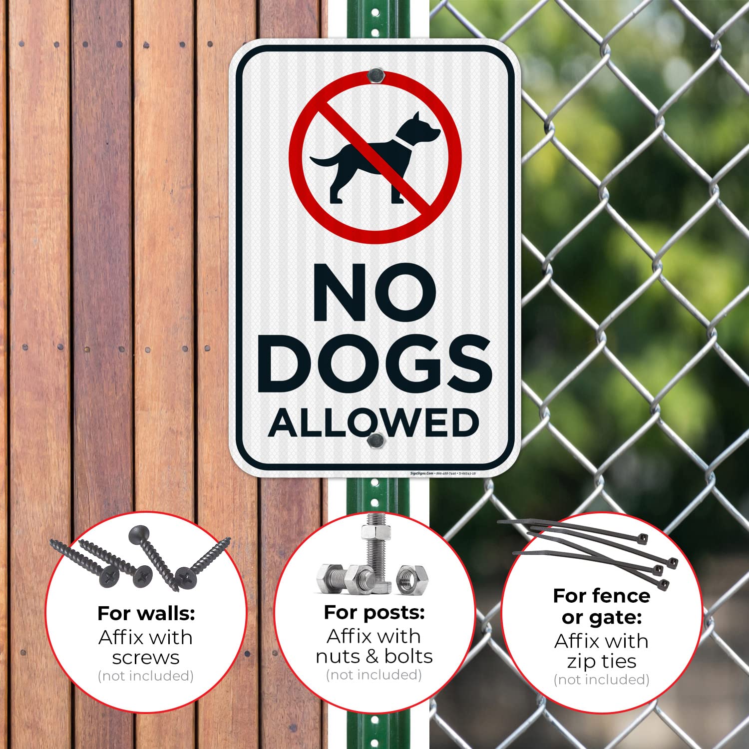 No Dogs Allowed Sign with Graphic Sign, 12x18 Inches, 3M EGP Reflective .063 Aluminum, Fade Resistant, Made in USA