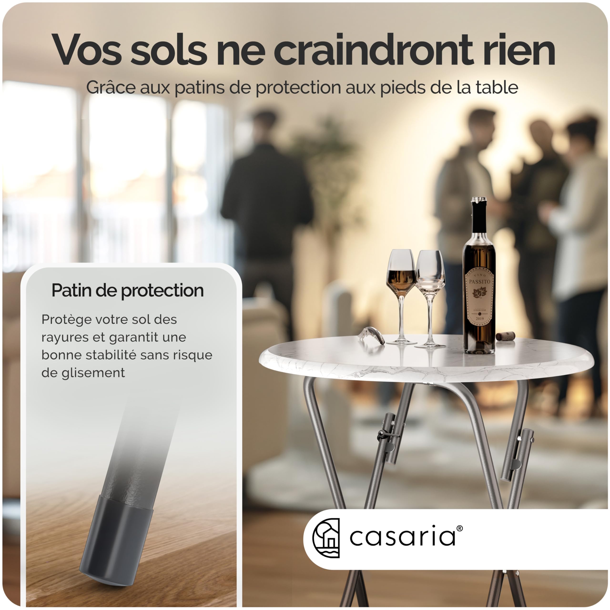 Casaria Table de Cocktail Ronde Aspect marbre 2X