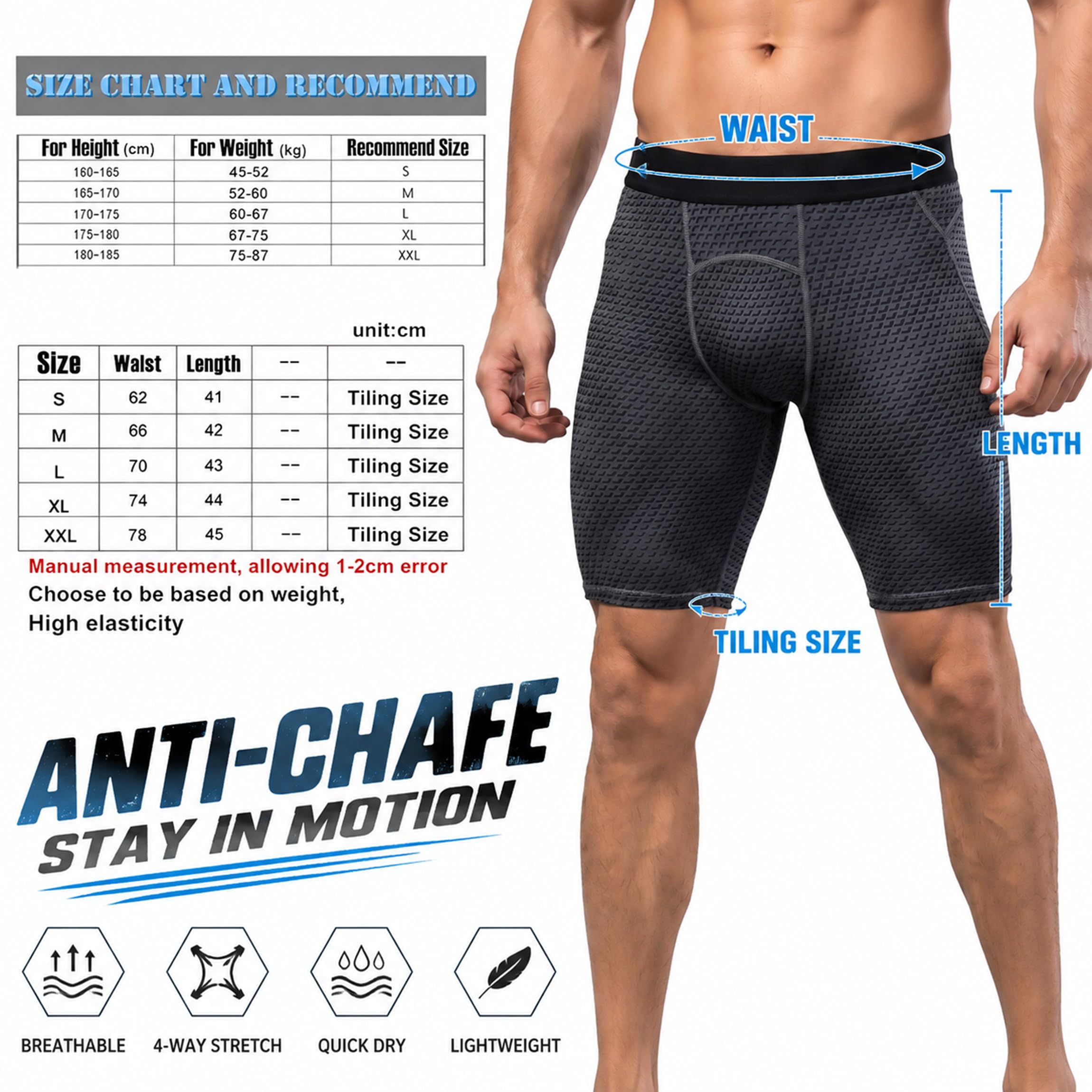 SANANG Short de Compression pour Hommes, Couche de Base à Séchage Rapide, Collant de Sport D'entraînement et de Fitness