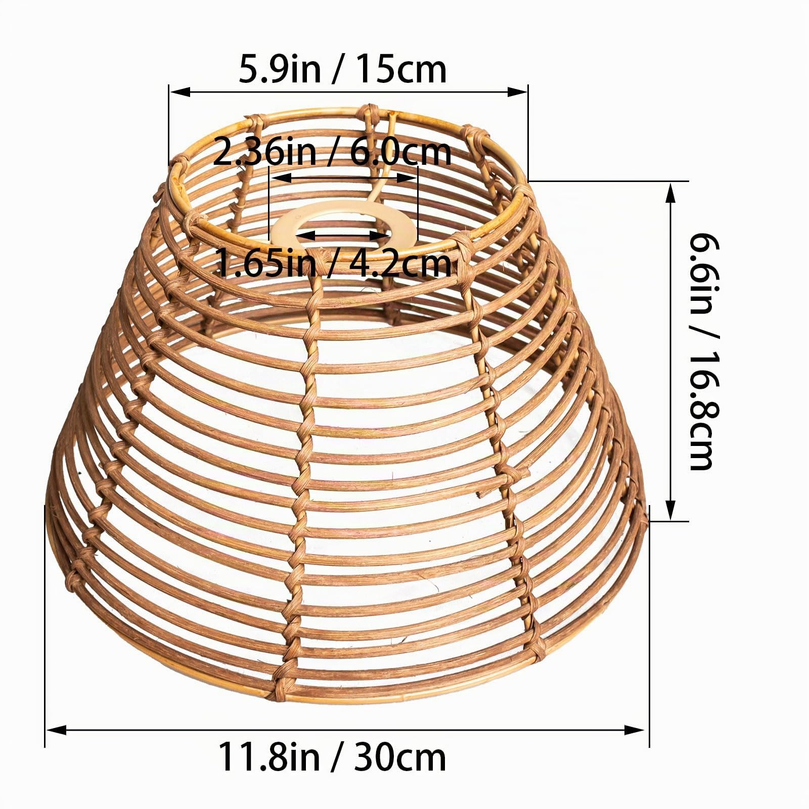 Paralume in rattan, in vimini, stile bohémien, per lampada da tavolo, lampada a sospensione, lampada da terra (2, caffè)