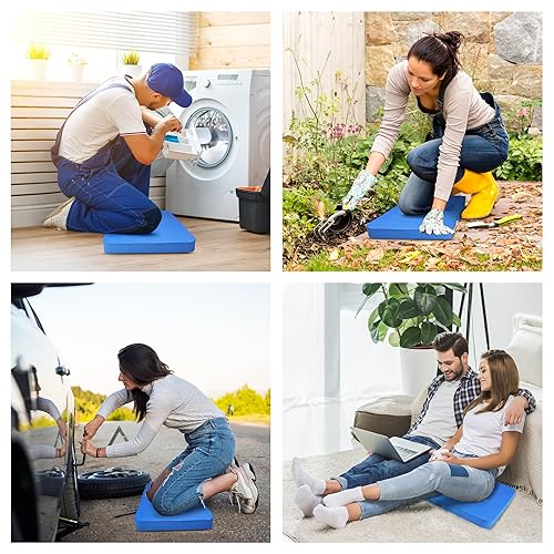 Miniatura 20 de HOOPLE Rodillera extra gruesa, cojín de espuma suave, rodilleras de jardinería impermeables, rodilleras ligeras para baño, suministros de Negro 0.7