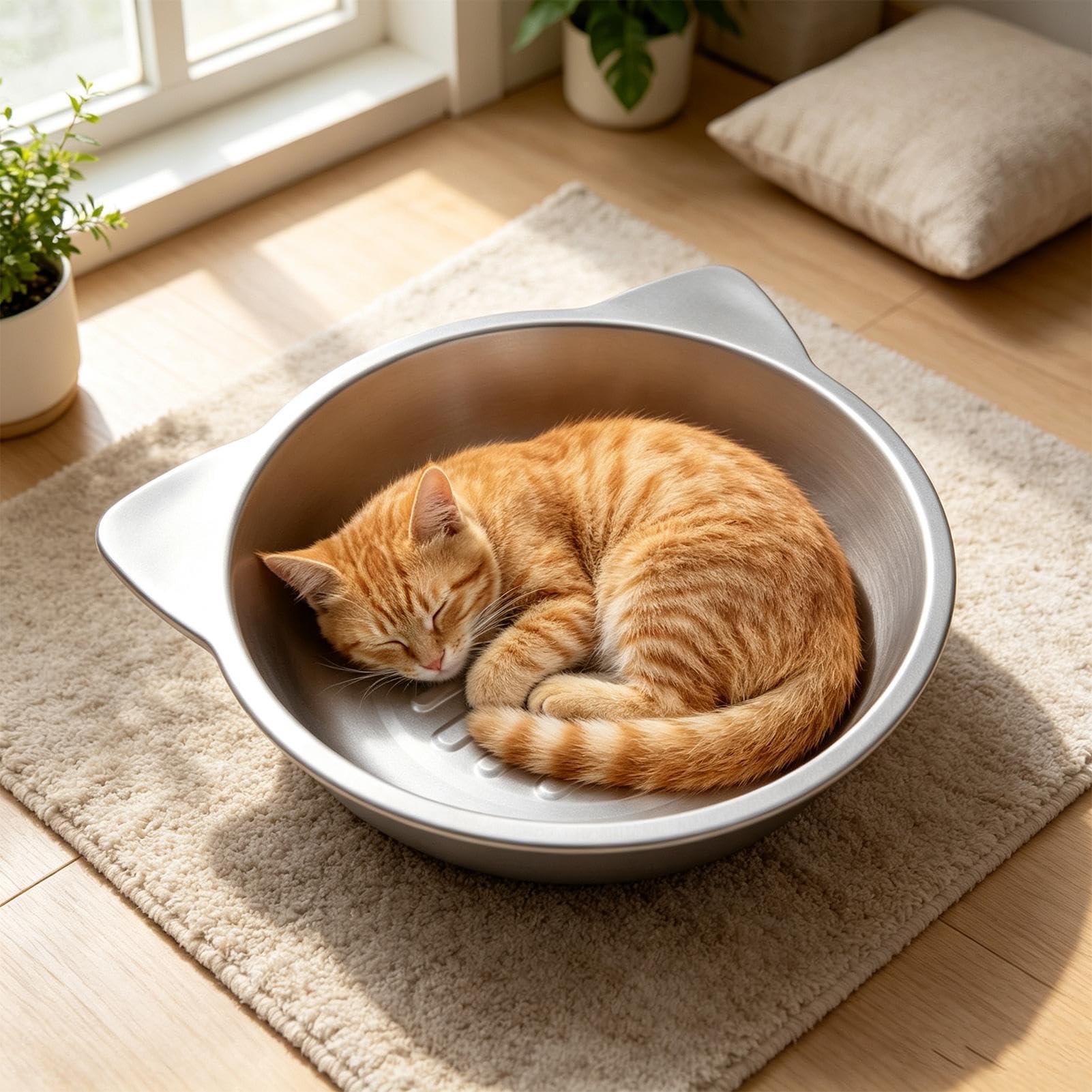 Cuccia rinfrescante per gatti, semichiusa estiva calda con design per