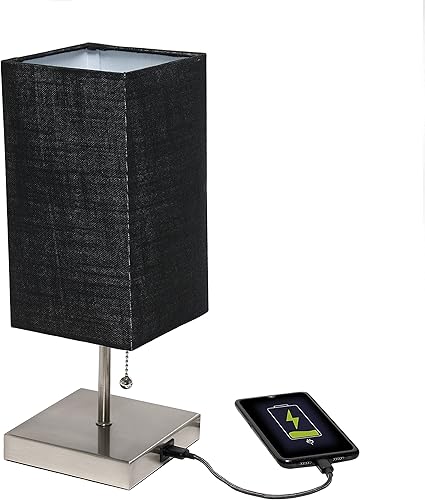 Miniatura 6 de Simple Designs LC2003-GRY-2PK - Juego de 2 lámparas de noche de carga USB, acero cepilladogris