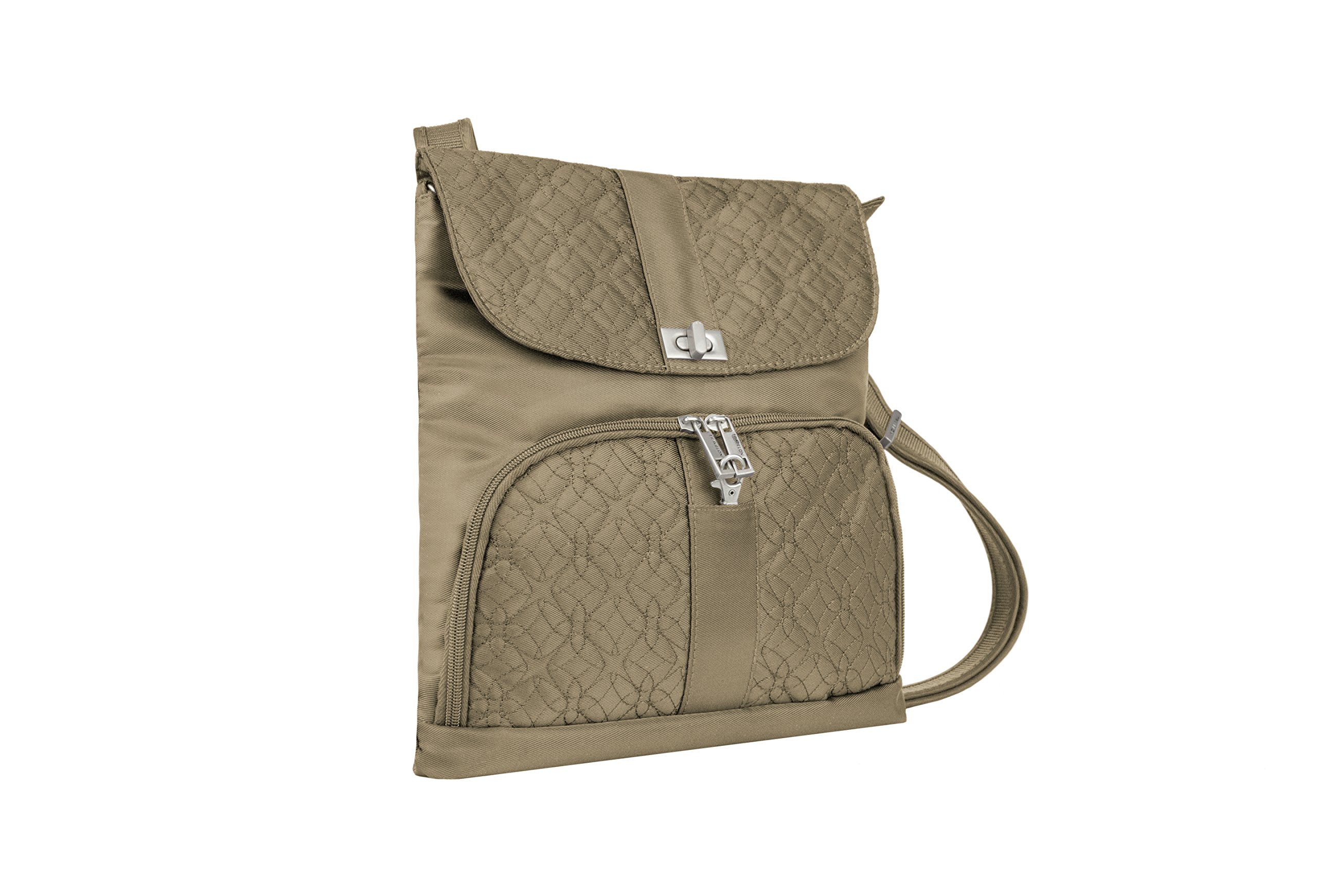 Travelon Anti-Theft Flap Front Shoulder Bag, Champagne, One Size