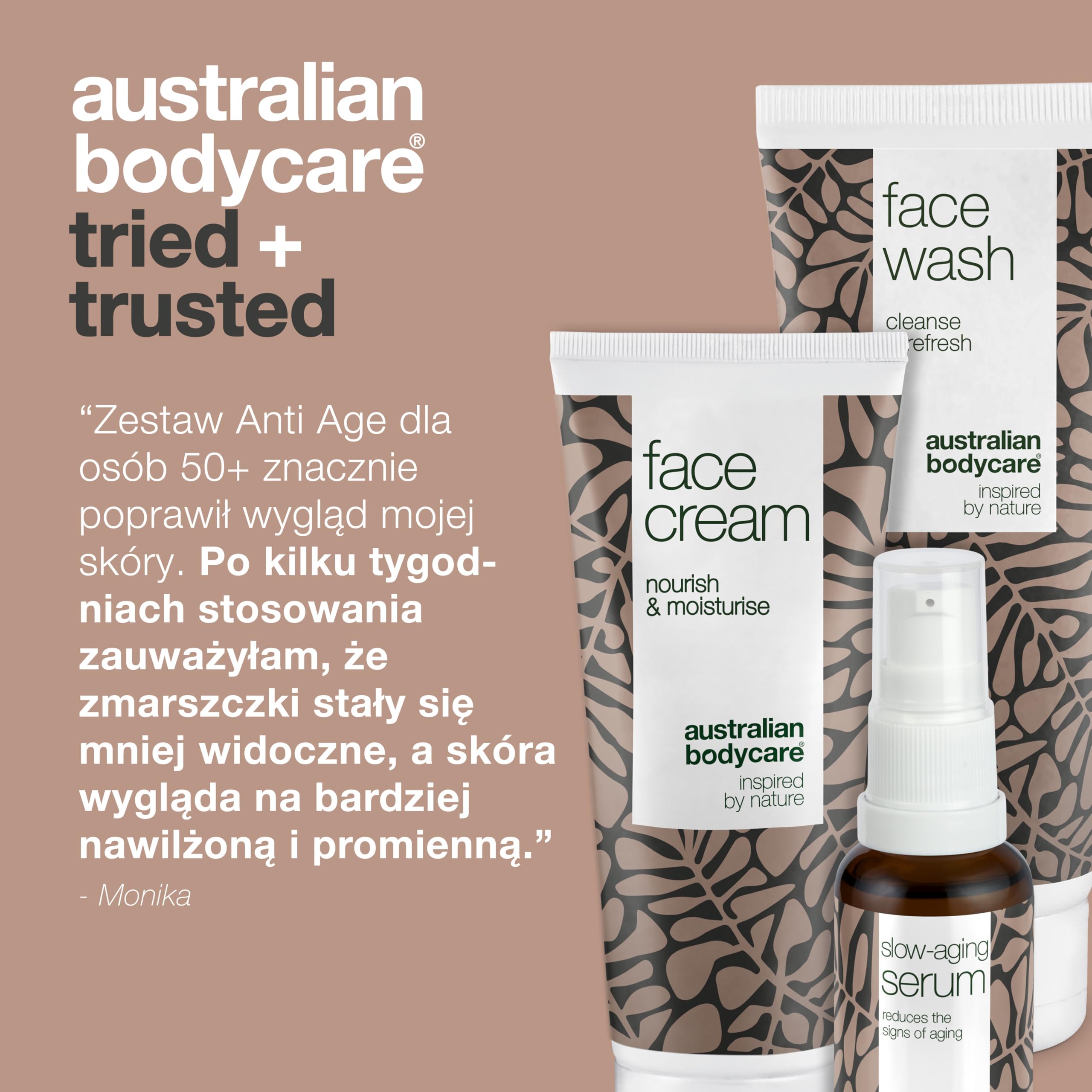 Zestaw do powolnego starzenia się skóry z olejkiem z drzewa herbacianego - Żel do mycia twarzy, krem do twarzy i serum zapewniające redukcję zmarszczek, wygładzenie drobnych linii i nawilżenie