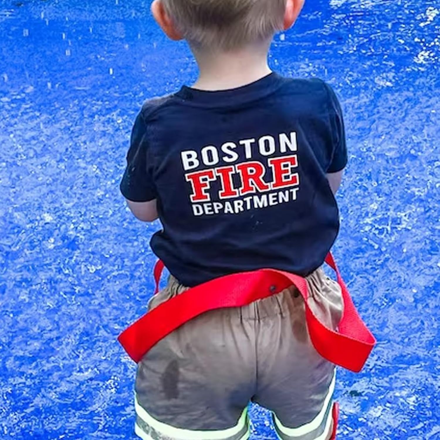 Custom Name Firefighter Infant Bodysuit Toddler Tee Personalized Fire Departement Shirt Baby Shower Kid's Birthday Gift Blue - Image 7