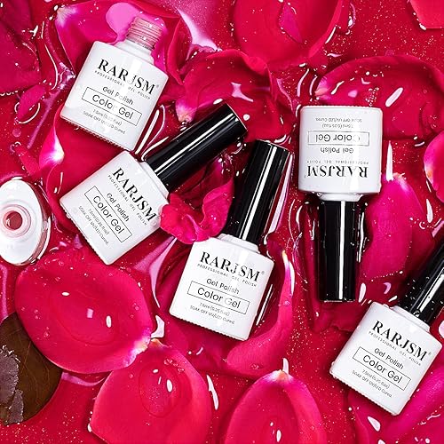 Miniatura 2 de RARJSM Juego de 6 esmaltes de uñas de gel rosa pálido, rosa claro, neón, rosa intenso, rosa, purpurina, fucsia y cereza dulce, esmalte de gel para