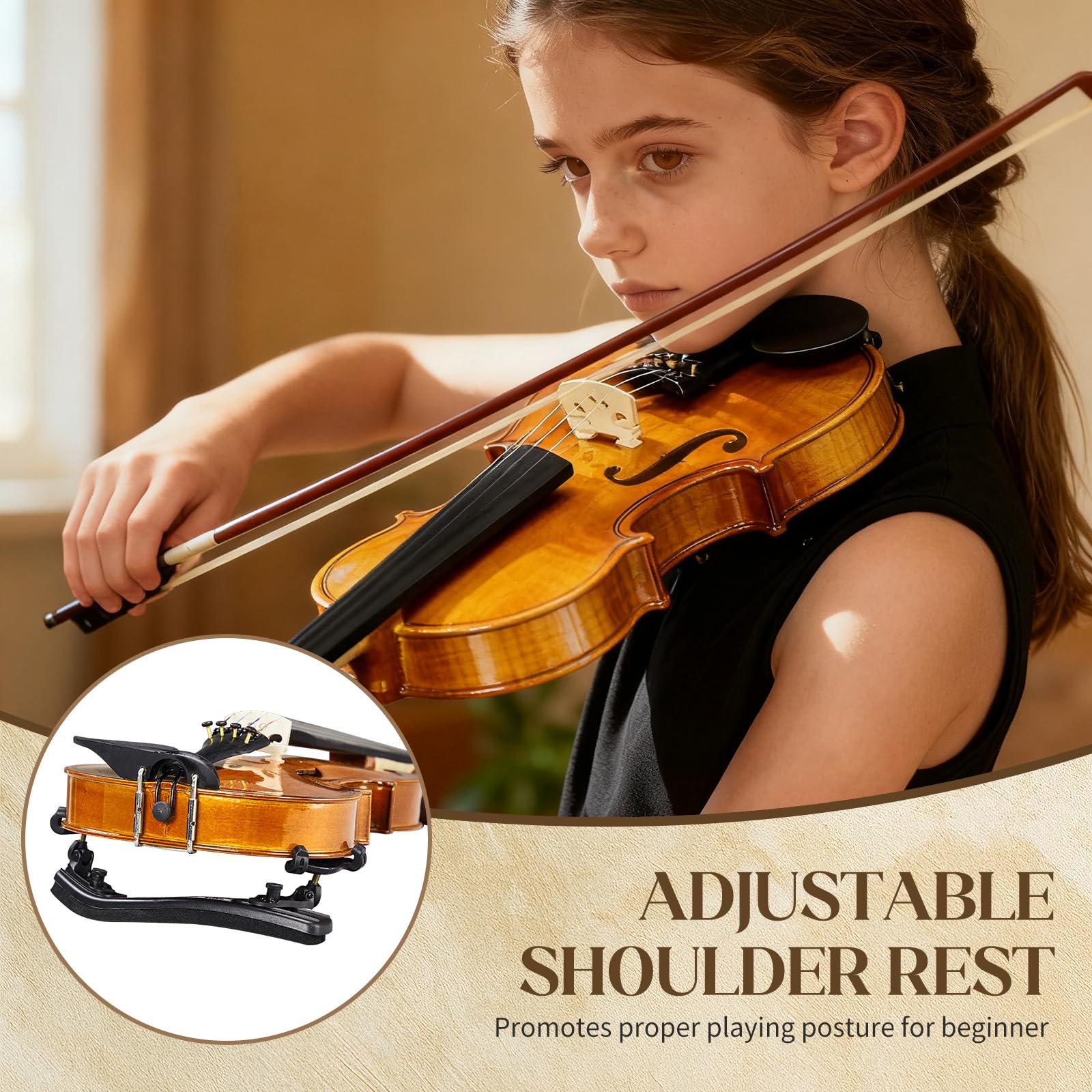 Ktaxon Violino full size, violino acustico 1/2 con custodia portatile, adesivo guida per dita, panno per lucidatura, muto, set extra di corde per violino, spalliera, colofonia e archetto