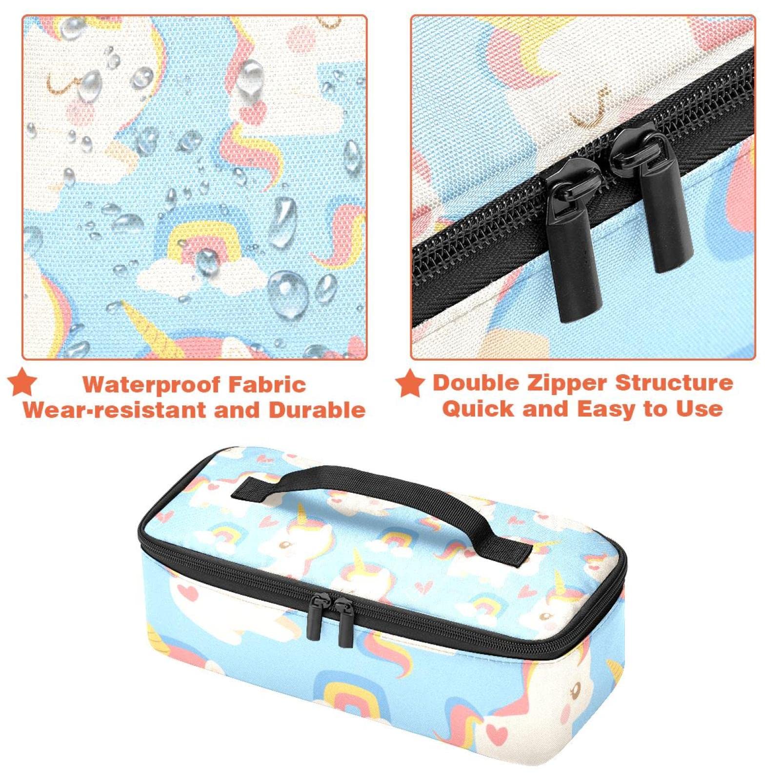 Tragetasche + Lunchbox Einhorn & Regenbogen Handtaschen + Isoliertaschen für Reisen, Arbeit, Schule, mehrfarbig, One Size