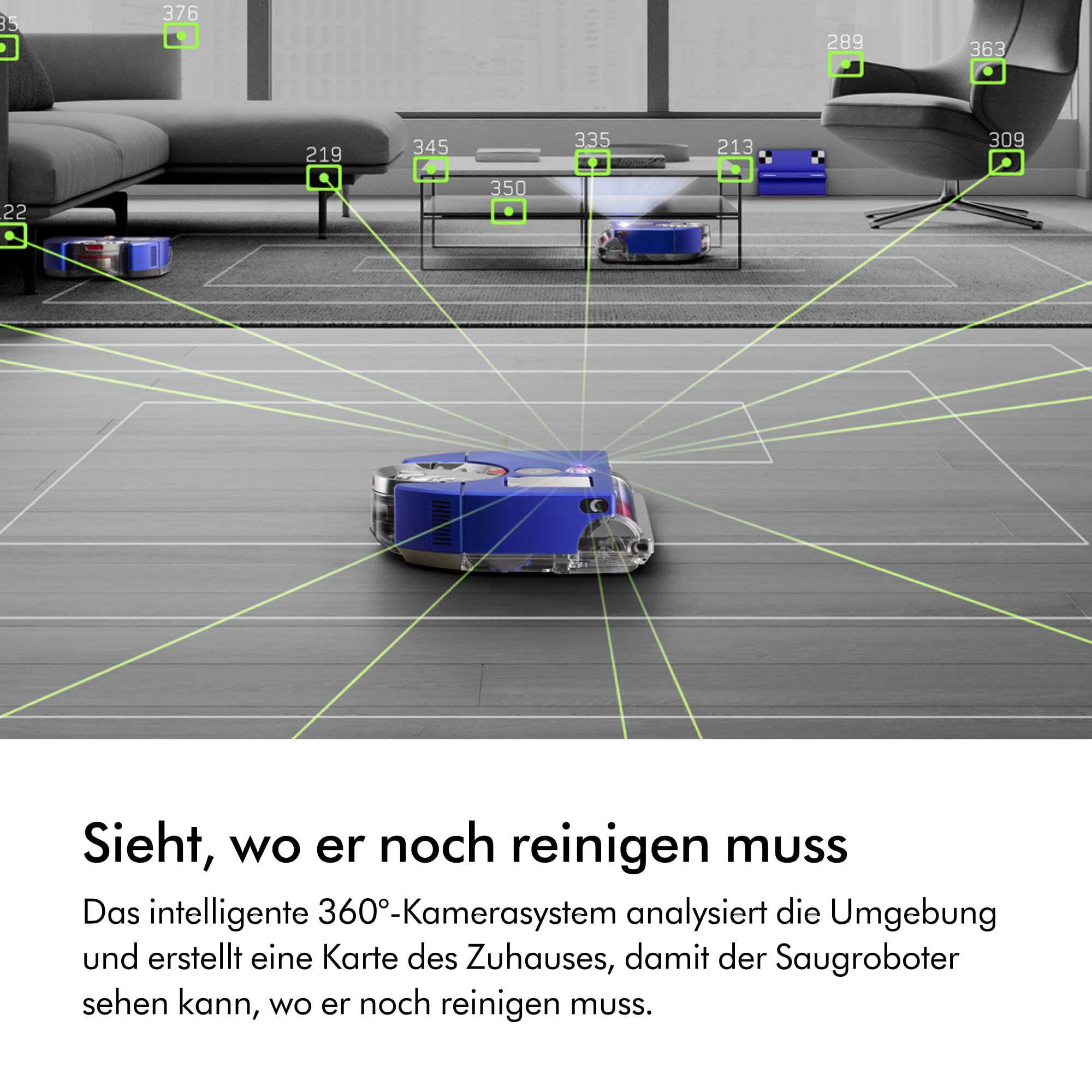 Dyson 360 Vis NAV™ Saugroboter, Vollbreite Bürste, entwickelt für alle Bodenarten (Blau/Nickel)