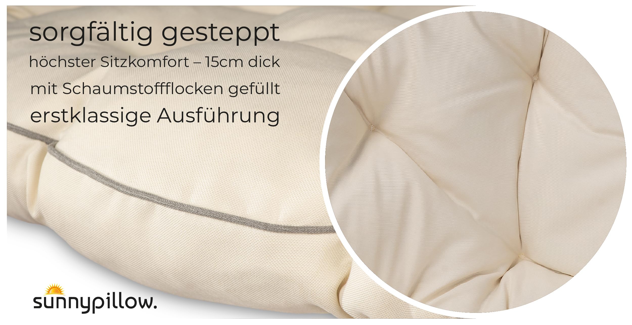 Cuscino Papasan Rotondo Ø 120 cm Impermeabile Resistente UV per Poltrona Rattan e Sedia Sospesa