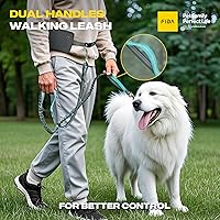 Vista 3 de Fida Correa de perro 3 en 1 manos libres con bolsa de cremallera, correas elásticas y reflectantes – Correa ajustable de 5 a 8 pies para correr