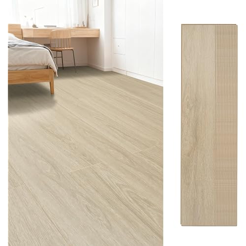 27 Sq.Ft.Vinyl Rigid Click-Lock Flooring–Softer & Quieter Underfoot, Non-Slip & Waterproof, Scratch-Resistant,Low-Formaldehyde Comfort Core Plank(Natural Oak