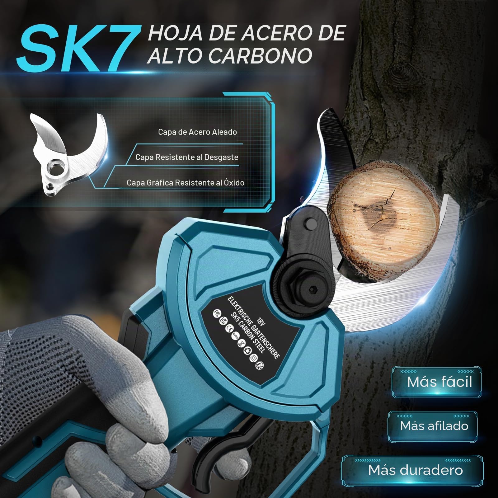 Tijeras de podar eléctricas de 18 V, apertura máxima de 60 mm, compatible con Makita BL-18V, motor sin escobillas, pantalla LCD, para podar árboles (sin batería, sin cargador)