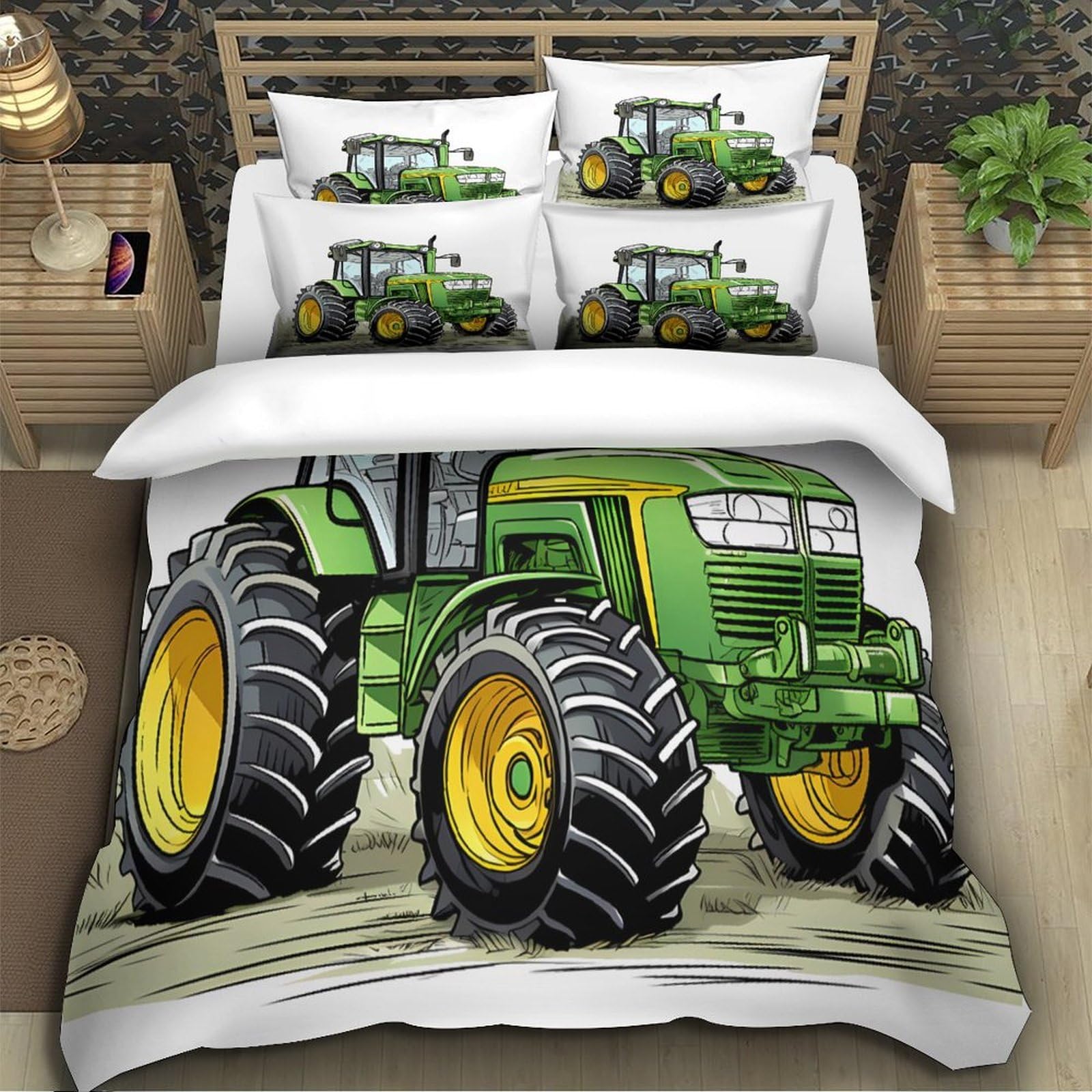 Traktor Bettwäsche Set Mikrofaser Kinder Geschenk Dekor
