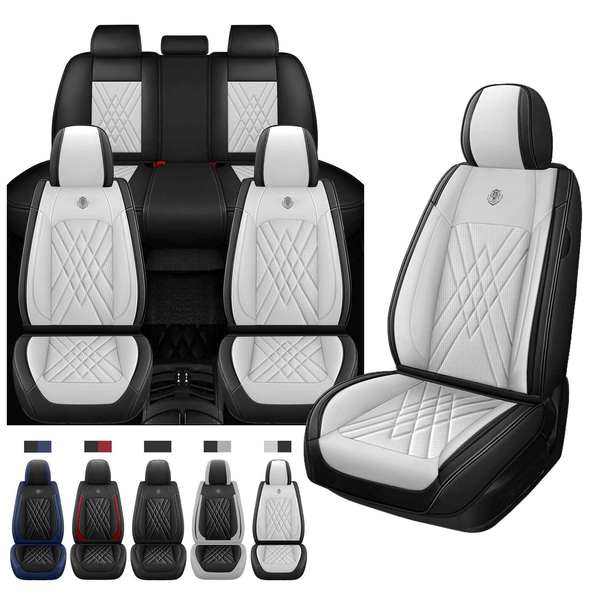 Sijiuhao Nissan Versa Note Seat Covers (Black & White, 5 Seats)