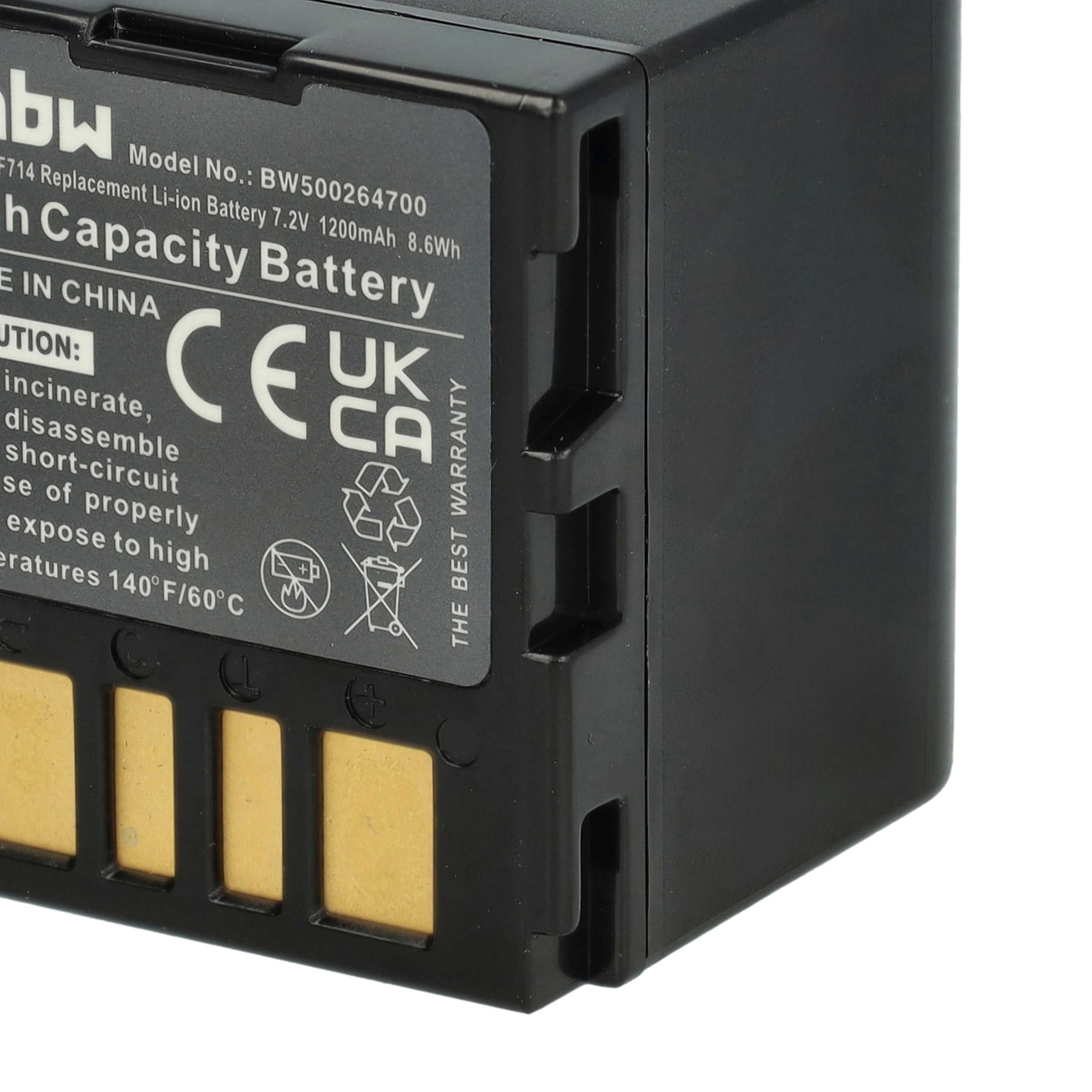 vhbw 2x batteria sostituisce JVC BN-VF714, BN-VF707, BN-VF707U, BN-VF733, BN-VF714U per videocamera camcorder (1200mAh, 7,2V, Li-Ion)