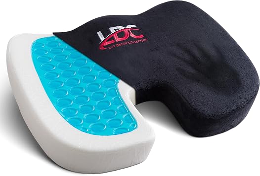 LDC Premium Gel Memory Foam Seat Cushion for Car Driving Relieves Back & Sciatica Pain Pressure Relief for Long Sitting Office Chair, Wheelchair, Gaming Chair