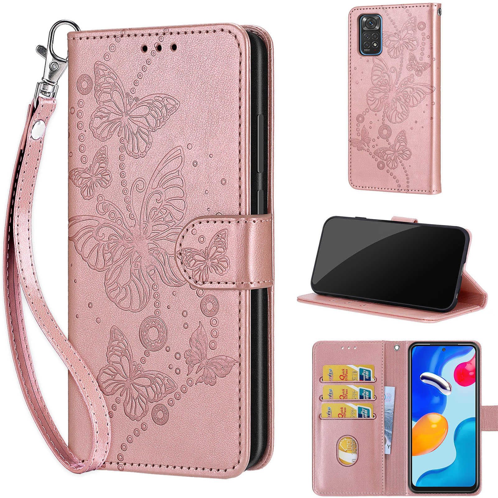 KENHONERPhone Case for Xiaomi Redmi Note 11 Global/Note 11S Global, Shockproof Protective Phone Case with Magnetic Closure Case compatible Xiaomi Redmi Note 11 Global/Note 11S Global Rose Gold